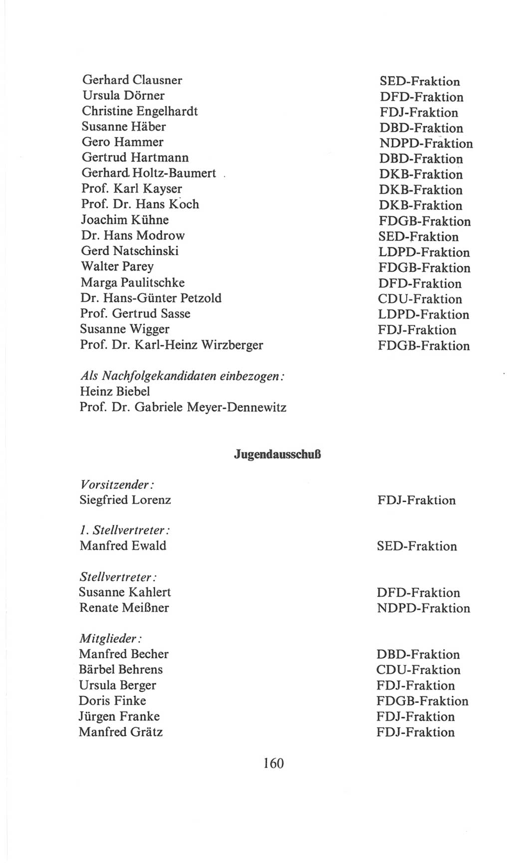 Volkskammer (VK) der Deutschen Demokratischen Republik (DDR), 6. Wahlperiode 1971-1976, Seite 160 (VK. DDR 6. WP. 1971-1976, S. 160)