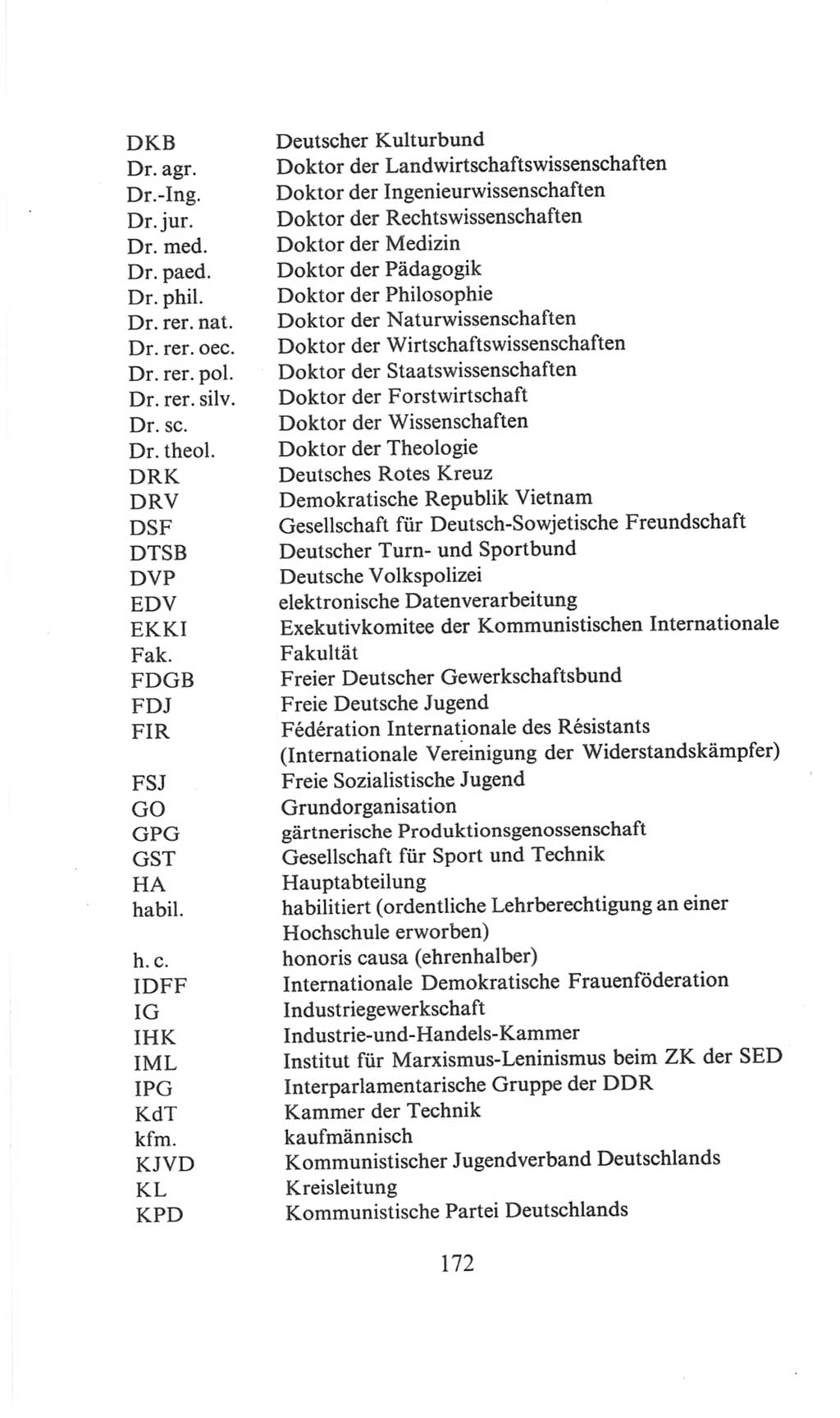 Volkskammer (VK) der Deutschen Demokratischen Republik (DDR), 6. Wahlperiode 1971-1976, Seite 172 (VK. DDR 6. WP. 1971-1976, S. 172)