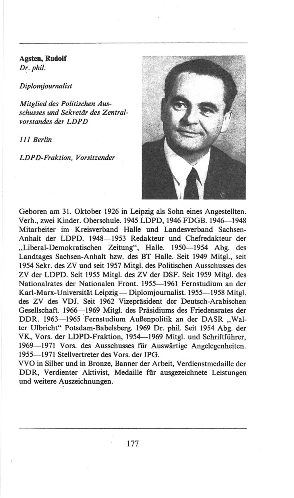 Volkskammer (VK) der Deutschen Demokratischen Republik (DDR), 6. Wahlperiode 1971-1976, Seite 177 (VK. DDR 6. WP. 1971-1976, S. 177)