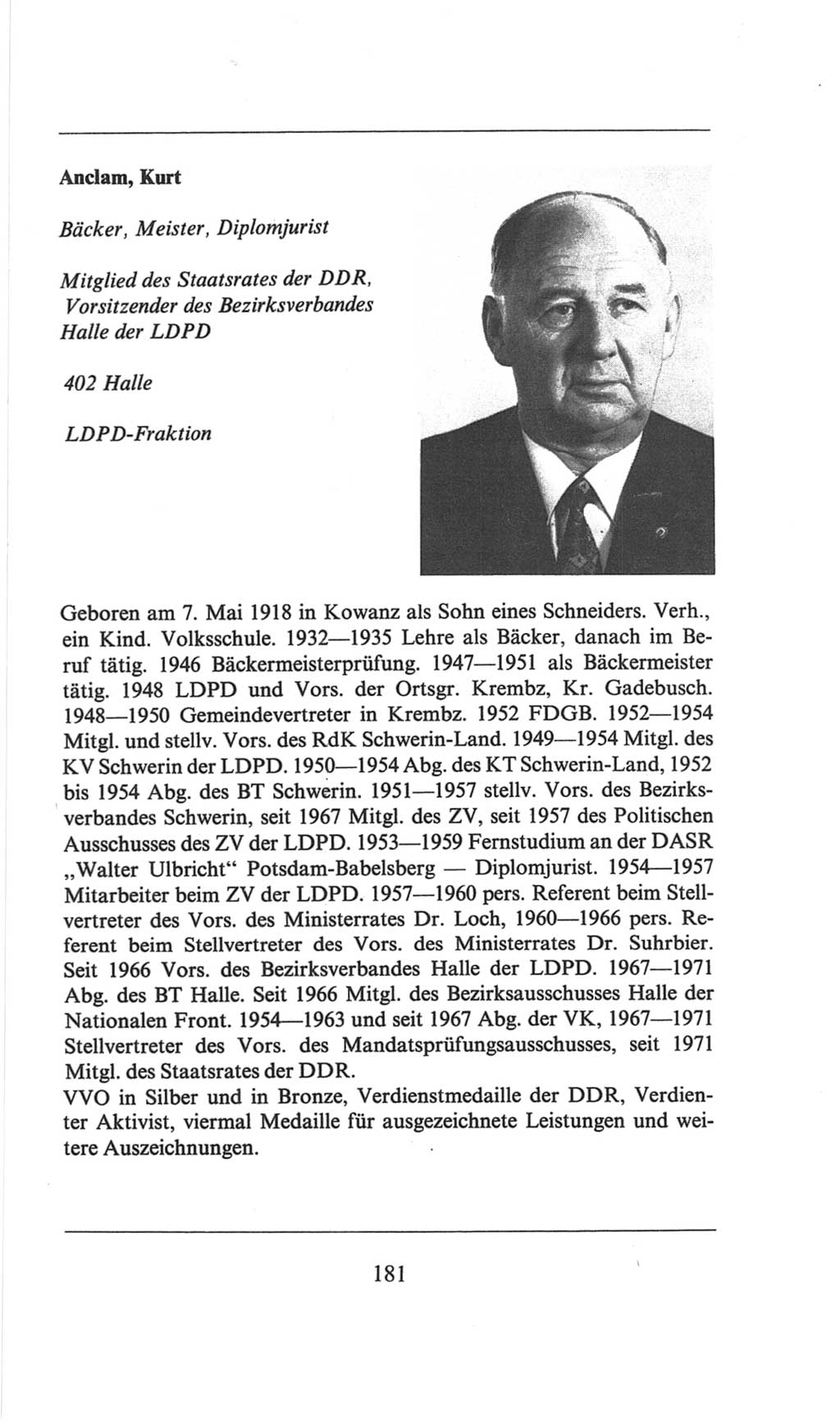 Volkskammer (VK) der Deutschen Demokratischen Republik (DDR), 6. Wahlperiode 1971-1976, Seite 181 (VK. DDR 6. WP. 1971-1976, S. 181)