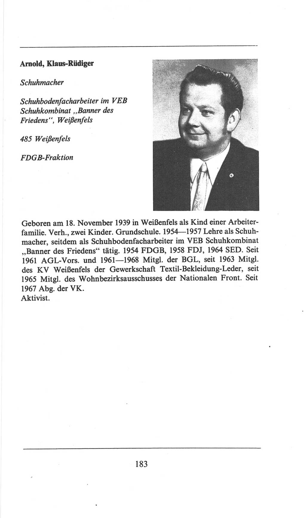 Volkskammer (VK) der Deutschen Demokratischen Republik (DDR), 6. Wahlperiode 1971-1976, Seite 183 (VK. DDR 6. WP. 1971-1976, S. 183)