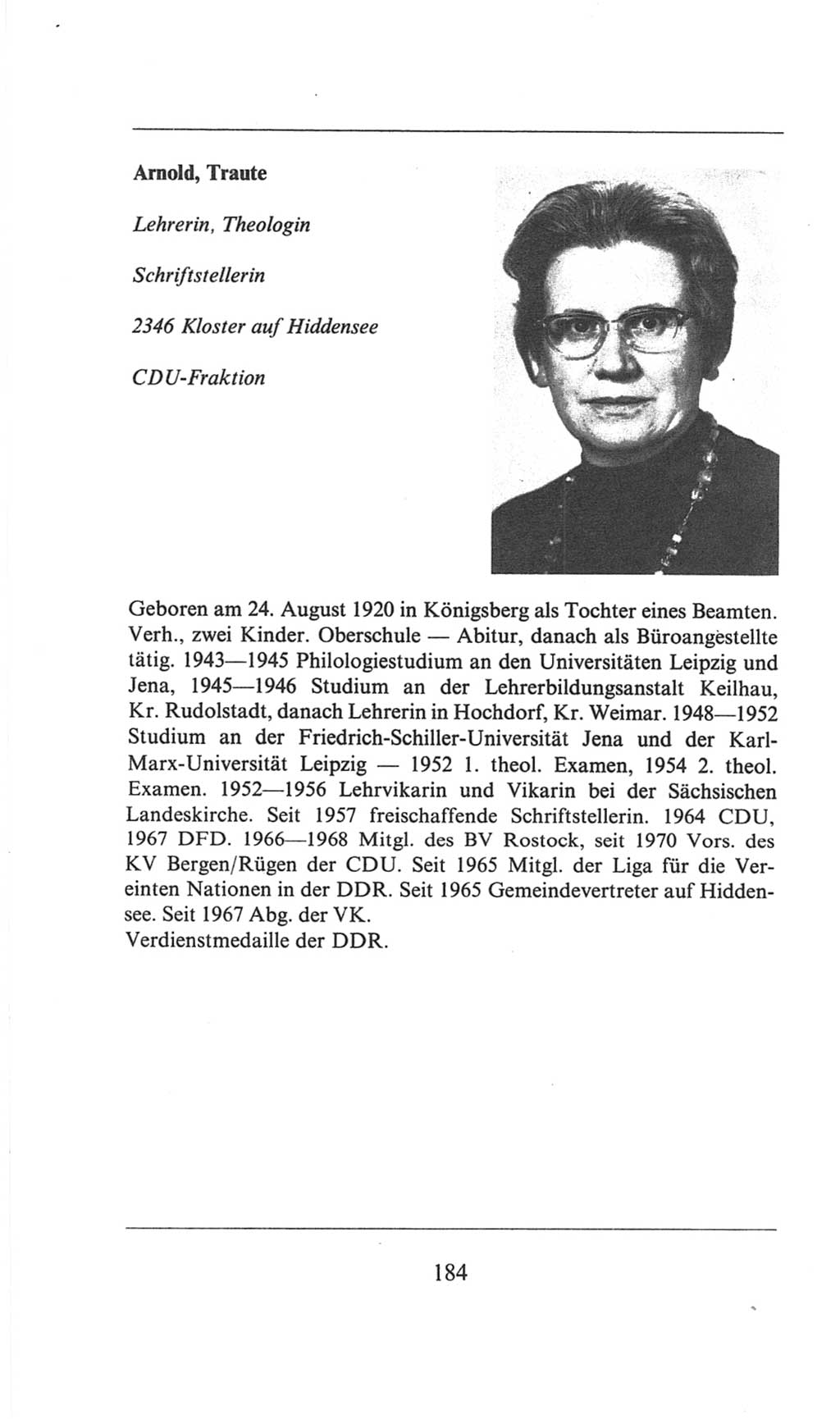 Volkskammer (VK) der Deutschen Demokratischen Republik (DDR), 6. Wahlperiode 1971-1976, Seite 184 (VK. DDR 6. WP. 1971-1976, S. 184)