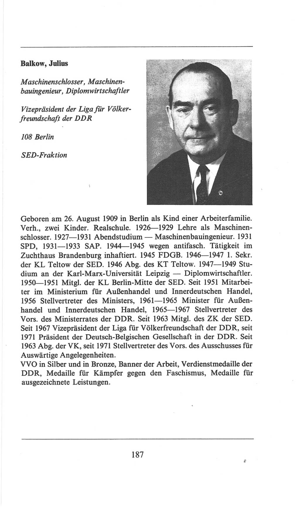 Volkskammer (VK) der Deutschen Demokratischen Republik (DDR), 6. Wahlperiode 1971-1976, Seite 187 (VK. DDR 6. WP. 1971-1976, S. 187)