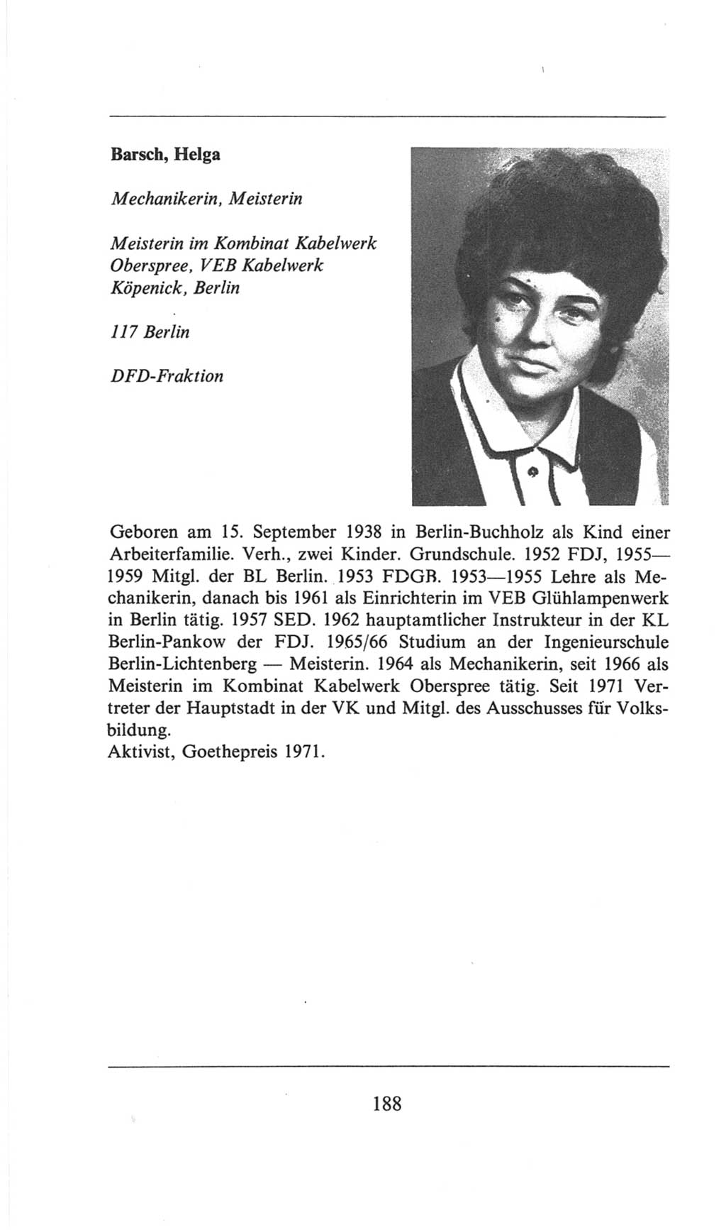 Volkskammer (VK) der Deutschen Demokratischen Republik (DDR), 6. Wahlperiode 1971-1976, Seite 188 (VK. DDR 6. WP. 1971-1976, S. 188)