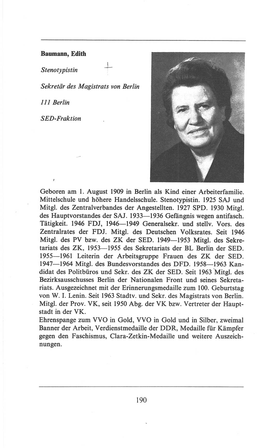 Volkskammer (VK) der Deutschen Demokratischen Republik (DDR), 6. Wahlperiode 1971-1976, Seite 190 (VK. DDR 6. WP. 1971-1976, S. 190)
