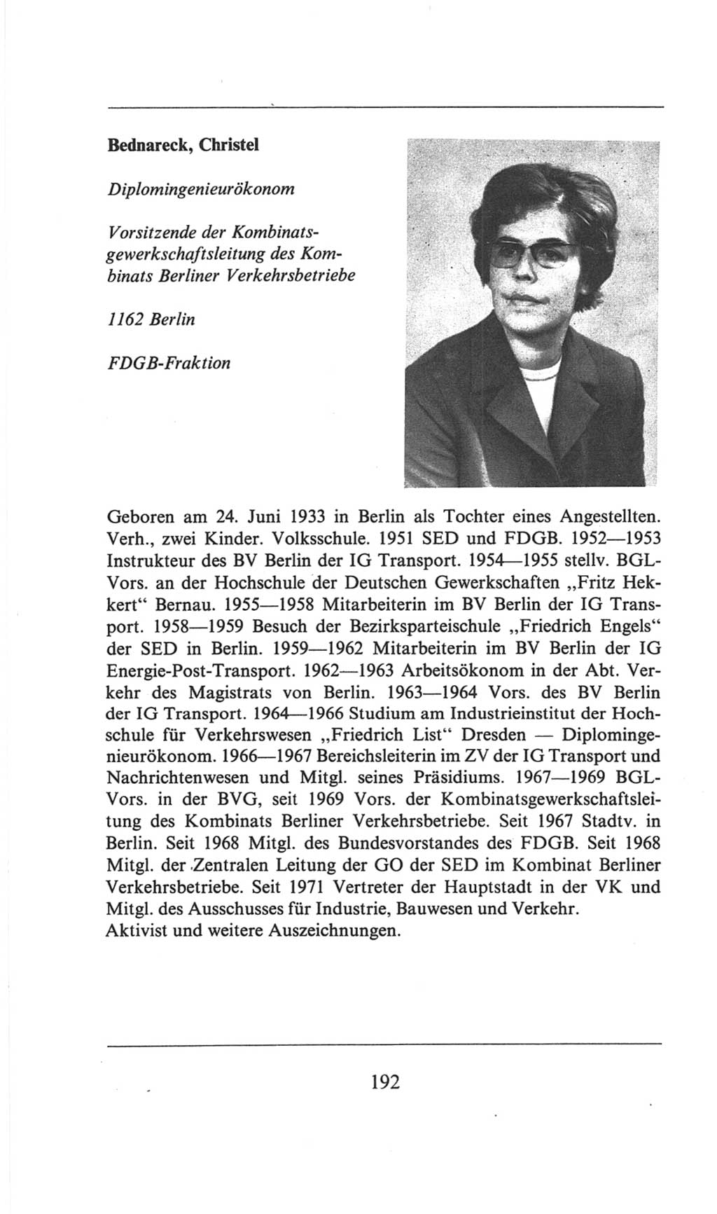 Volkskammer (VK) der Deutschen Demokratischen Republik (DDR), 6. Wahlperiode 1971-1976, Seite 192 (VK. DDR 6. WP. 1971-1976, S. 192)