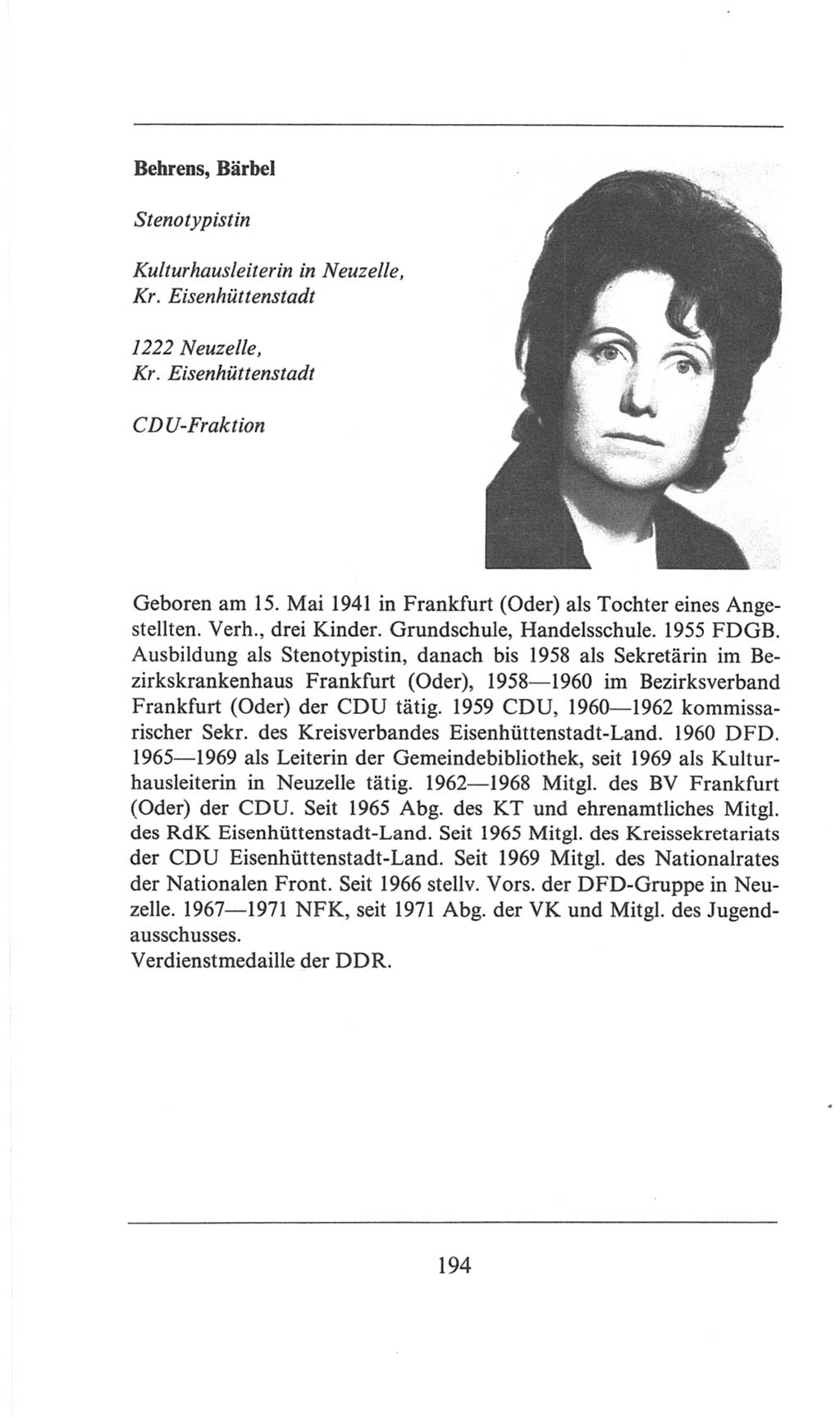 Volkskammer (VK) der Deutschen Demokratischen Republik (DDR), 6. Wahlperiode 1971-1976, Seite 194 (VK. DDR 6. WP. 1971-1976, S. 194)