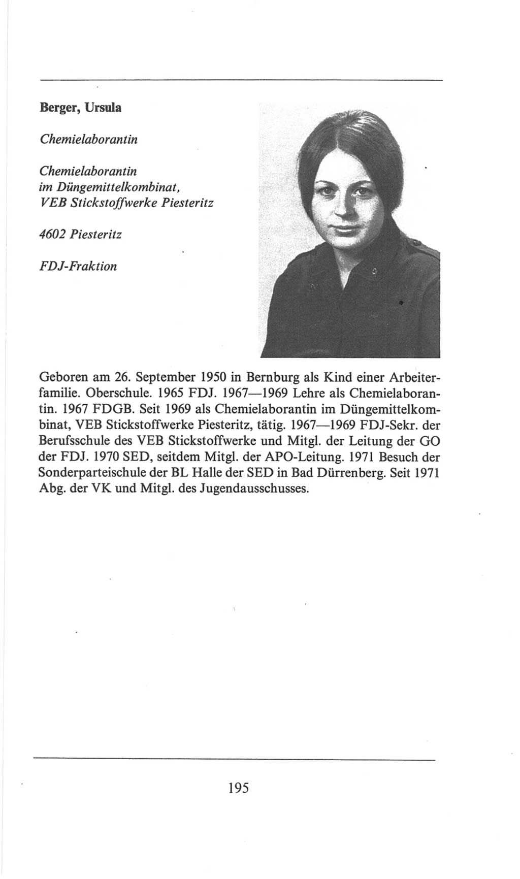 Volkskammer (VK) der Deutschen Demokratischen Republik (DDR), 6. Wahlperiode 1971-1976, Seite 195 (VK. DDR 6. WP. 1971-1976, S. 195)
