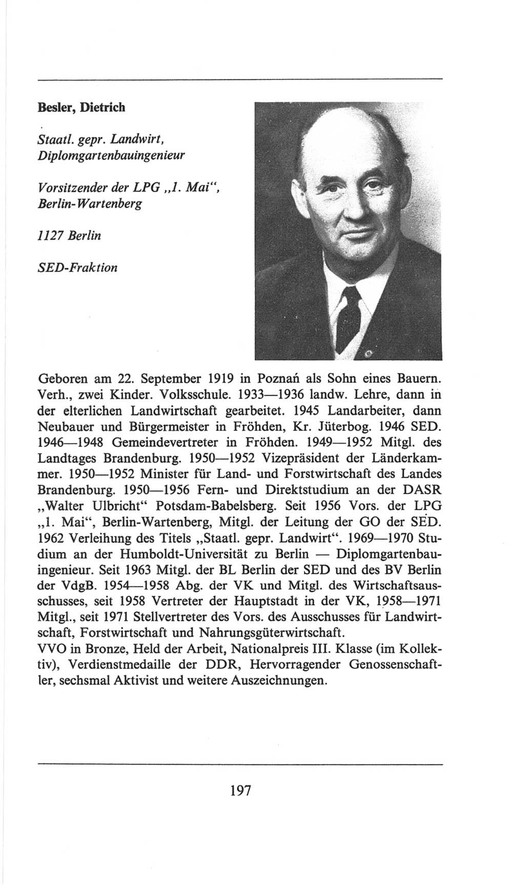 Volkskammer (VK) der Deutschen Demokratischen Republik (DDR), 6. Wahlperiode 1971-1976, Seite 197 (VK. DDR 6. WP. 1971-1976, S. 197)