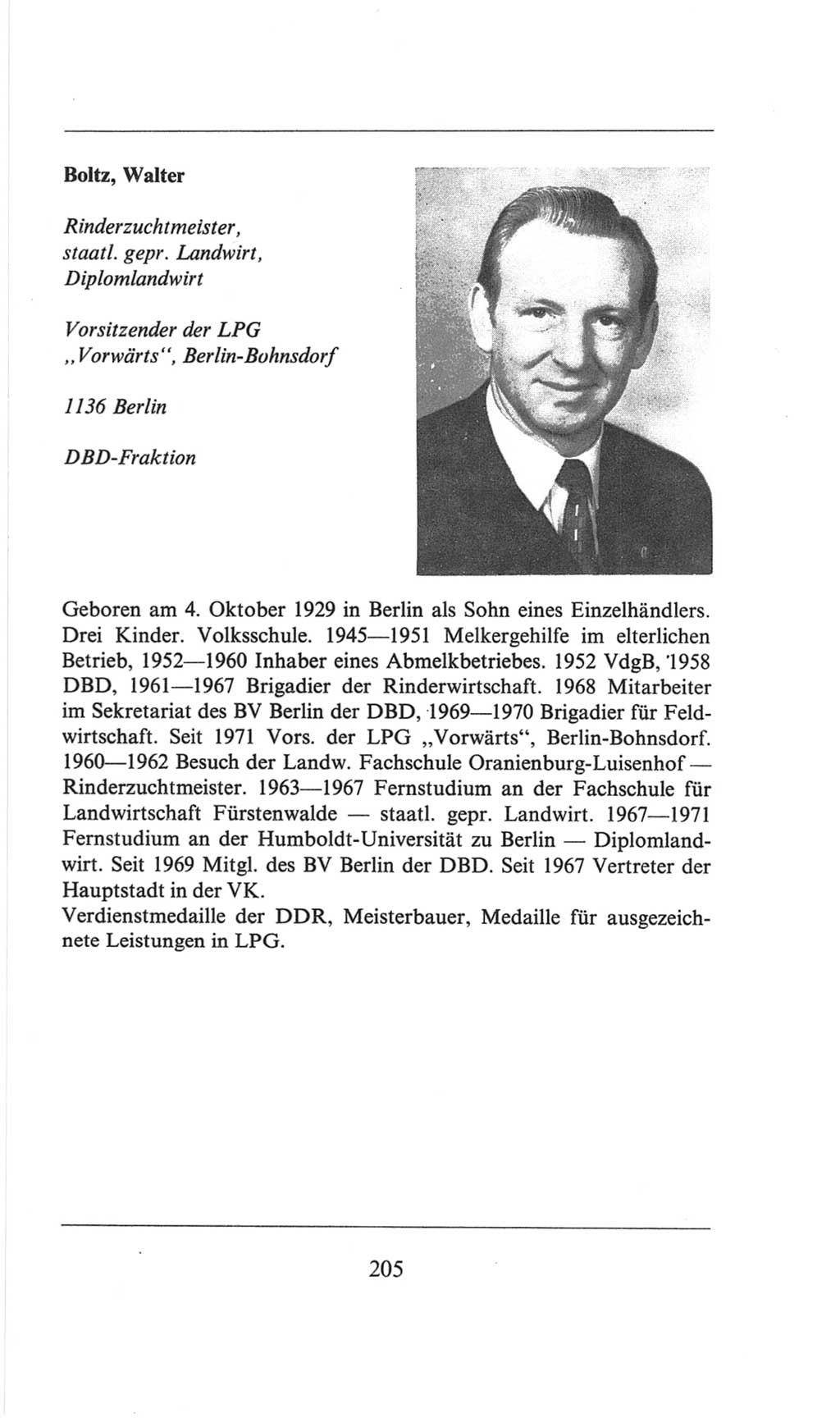 Volkskammer (VK) der Deutschen Demokratischen Republik (DDR), 6. Wahlperiode 1971-1976, Seite 205 (VK. DDR 6. WP. 1971-1976, S. 205)