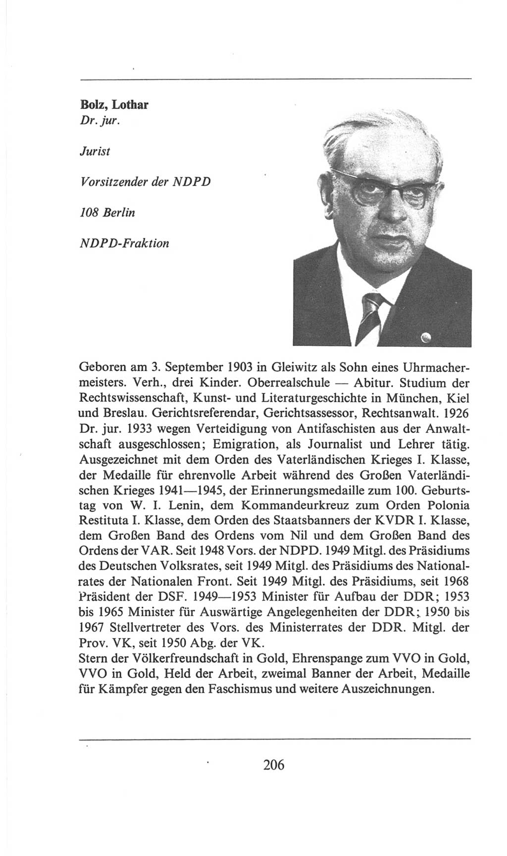 Volkskammer (VK) der Deutschen Demokratischen Republik (DDR), 6. Wahlperiode 1971-1976, Seite 206 (VK. DDR 6. WP. 1971-1976, S. 206)