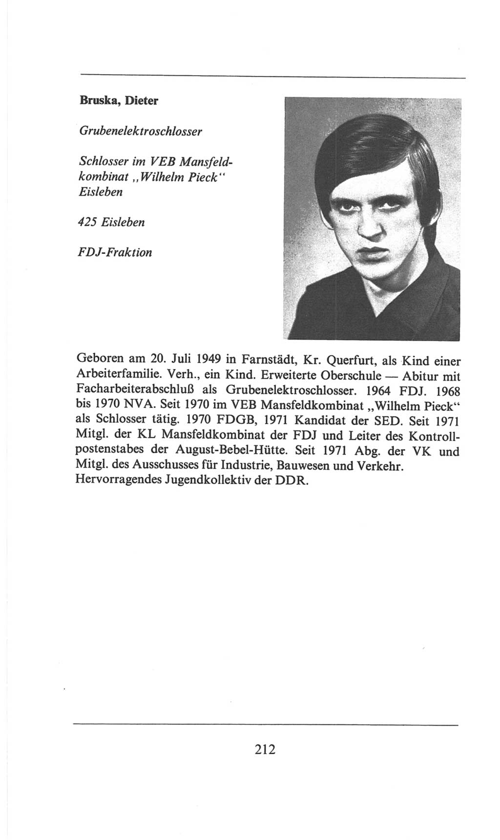 Volkskammer (VK) der Deutschen Demokratischen Republik (DDR), 6. Wahlperiode 1971-1976, Seite 212 (VK. DDR 6. WP. 1971-1976, S. 212)