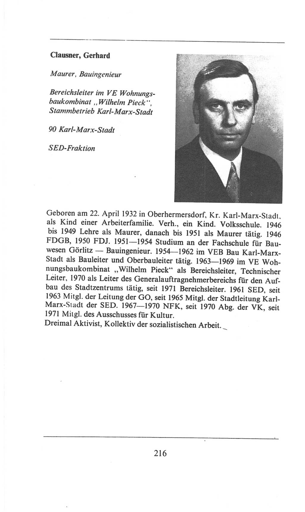 Volkskammer (VK) der Deutschen Demokratischen Republik (DDR), 6. Wahlperiode 1971-1976, Seite 216 (VK. DDR 6. WP. 1971-1976, S. 216)
