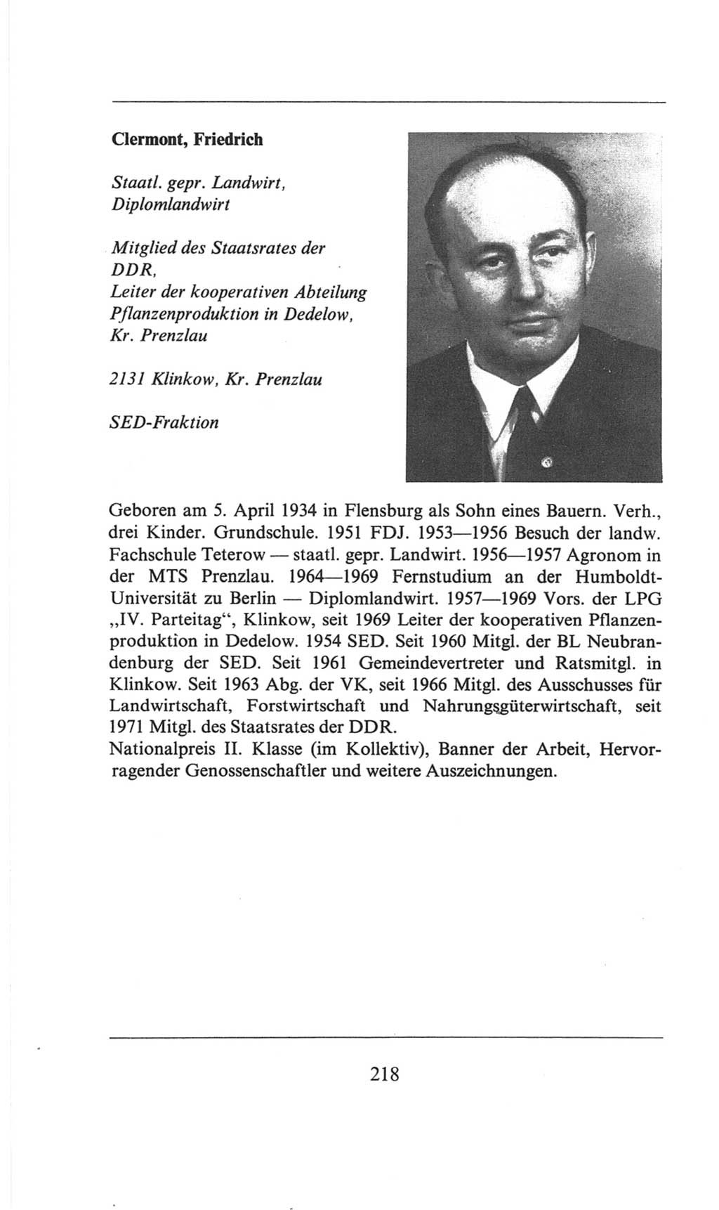 Volkskammer (VK) der Deutschen Demokratischen Republik (DDR), 6. Wahlperiode 1971-1976, Seite 218 (VK. DDR 6. WP. 1971-1976, S. 218)