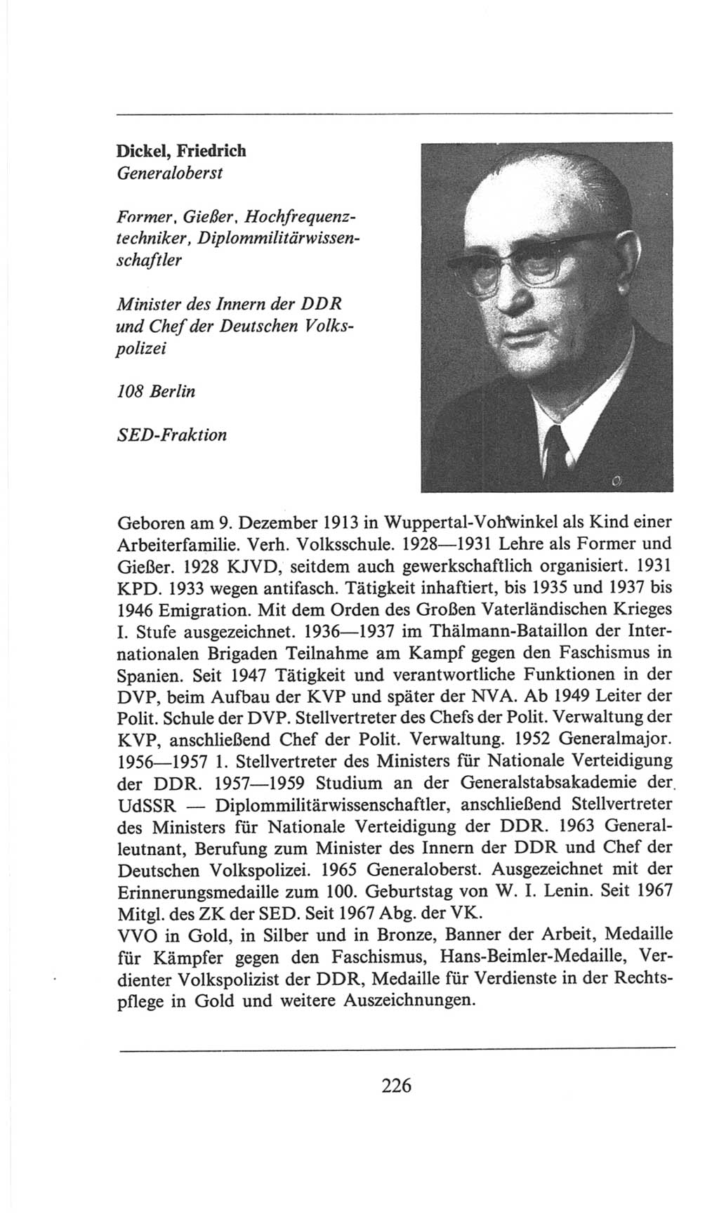 Volkskammer (VK) der Deutschen Demokratischen Republik (DDR), 6. Wahlperiode 1971-1976, Seite 226 (VK. DDR 6. WP. 1971-1976, S. 226)