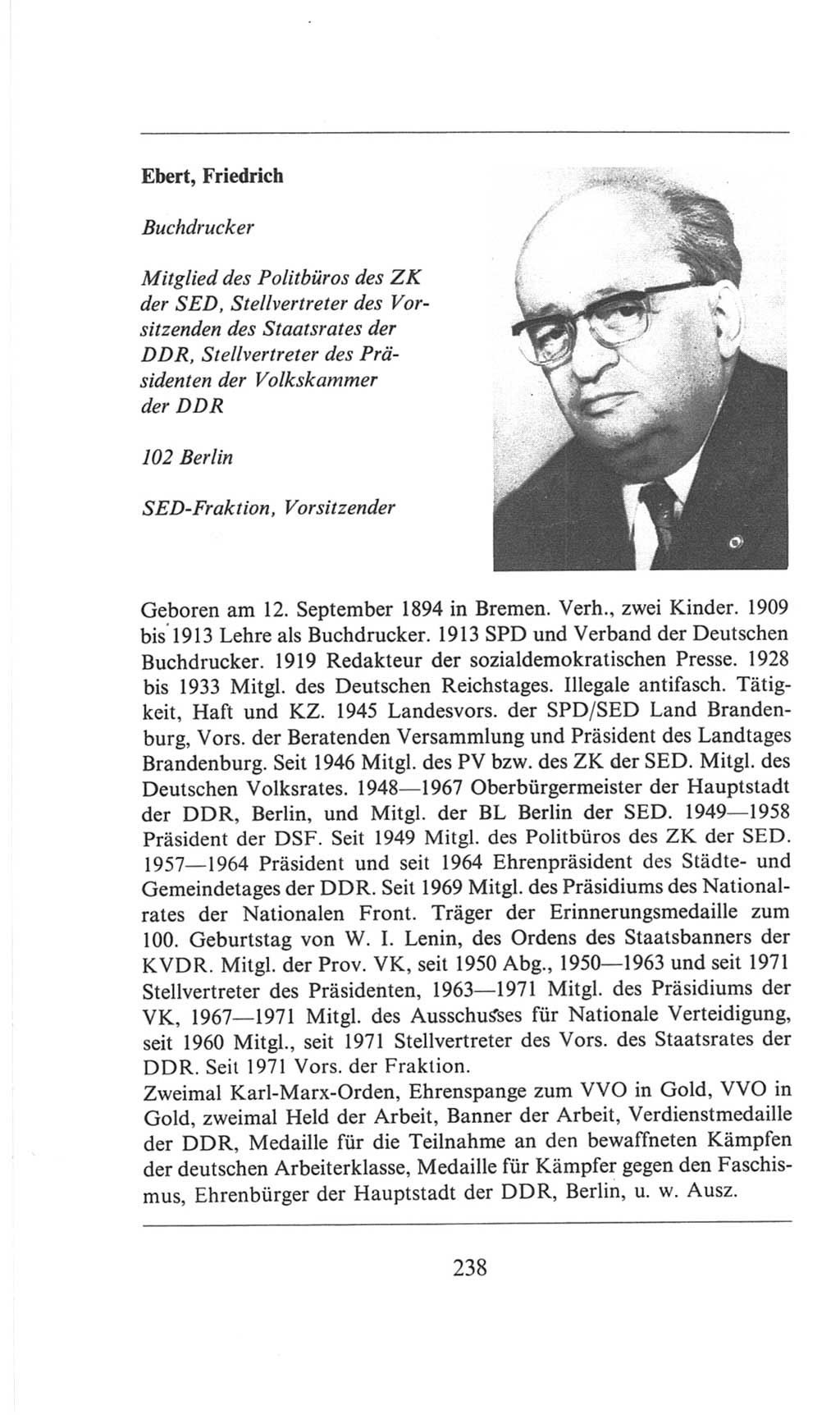 Volkskammer (VK) der Deutschen Demokratischen Republik (DDR), 6. Wahlperiode 1971-1976, Seite 238 (VK. DDR 6. WP. 1971-1976, S. 238)