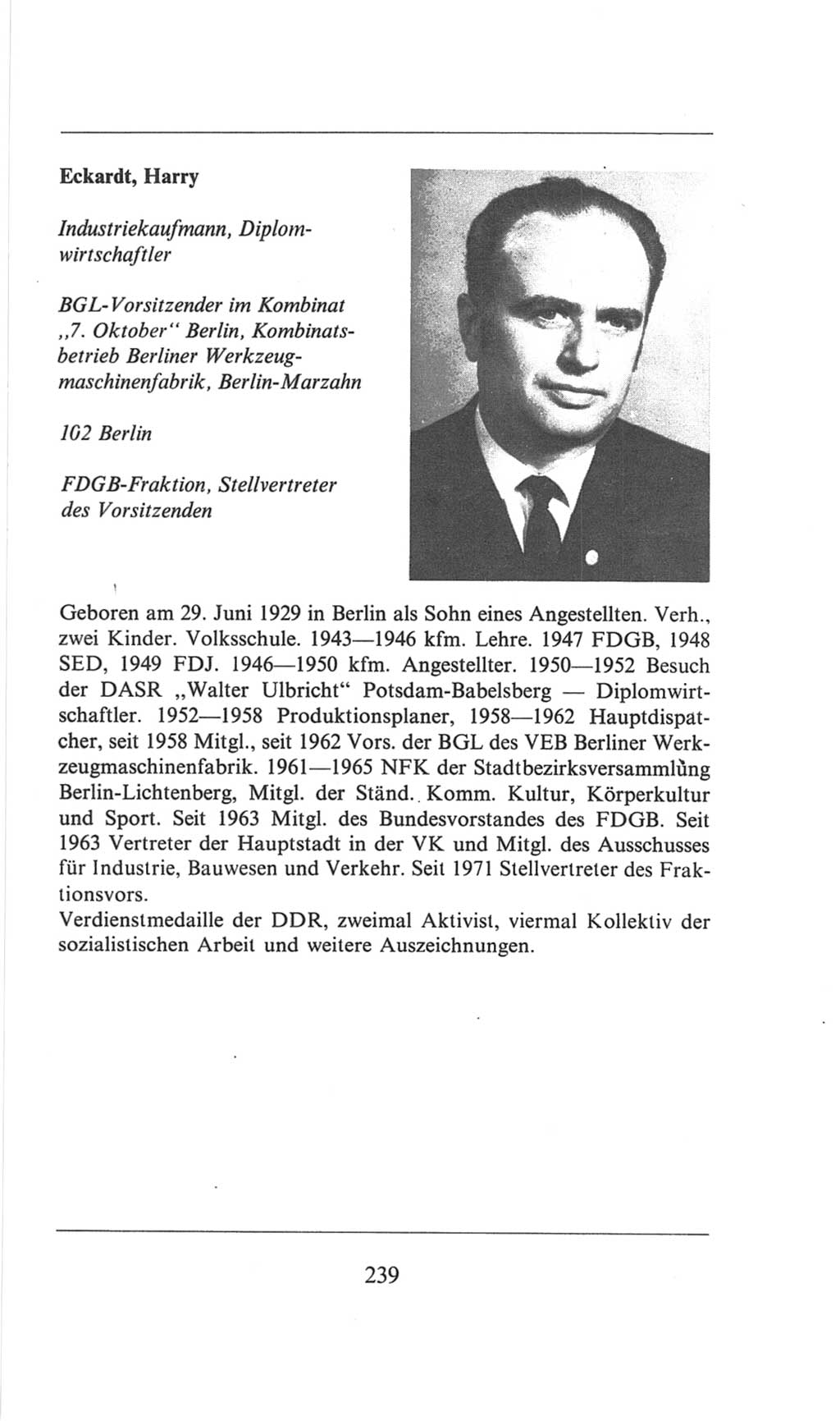 Volkskammer (VK) der Deutschen Demokratischen Republik (DDR), 6. Wahlperiode 1971-1976, Seite 239 (VK. DDR 6. WP. 1971-1976, S. 239)