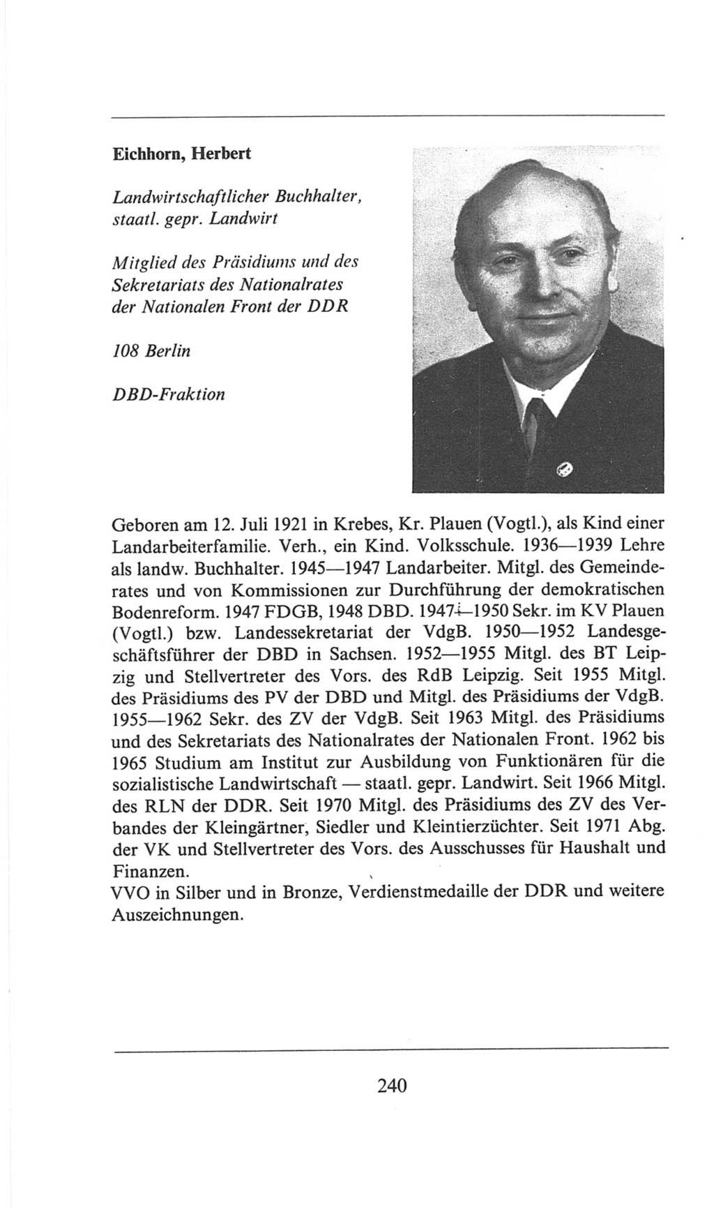 Volkskammer (VK) der Deutschen Demokratischen Republik (DDR), 6. Wahlperiode 1971-1976, Seite 240 (VK. DDR 6. WP. 1971-1976, S. 240)