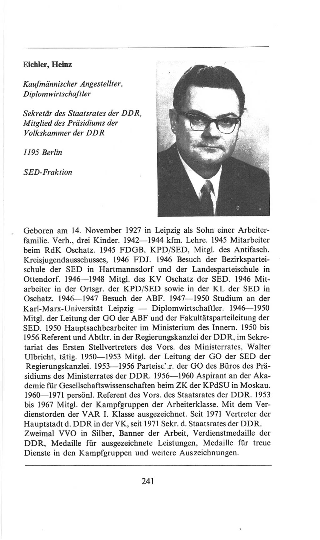 Volkskammer (VK) der Deutschen Demokratischen Republik (DDR), 6. Wahlperiode 1971-1976, Seite 241 (VK. DDR 6. WP. 1971-1976, S. 241)