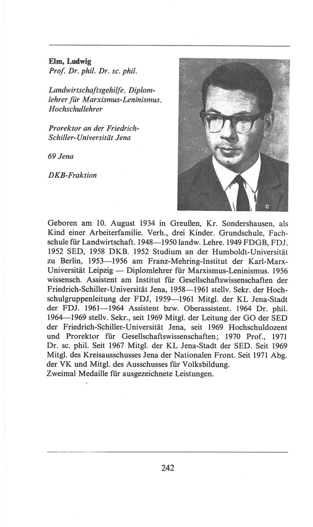 Volkskammer (VK) der Deutschen Demokratischen Republik (DDR), 6. Wahlperiode 1971-1976, Seite 242 (VK. DDR 6. WP. 1971-1976, S. 242)