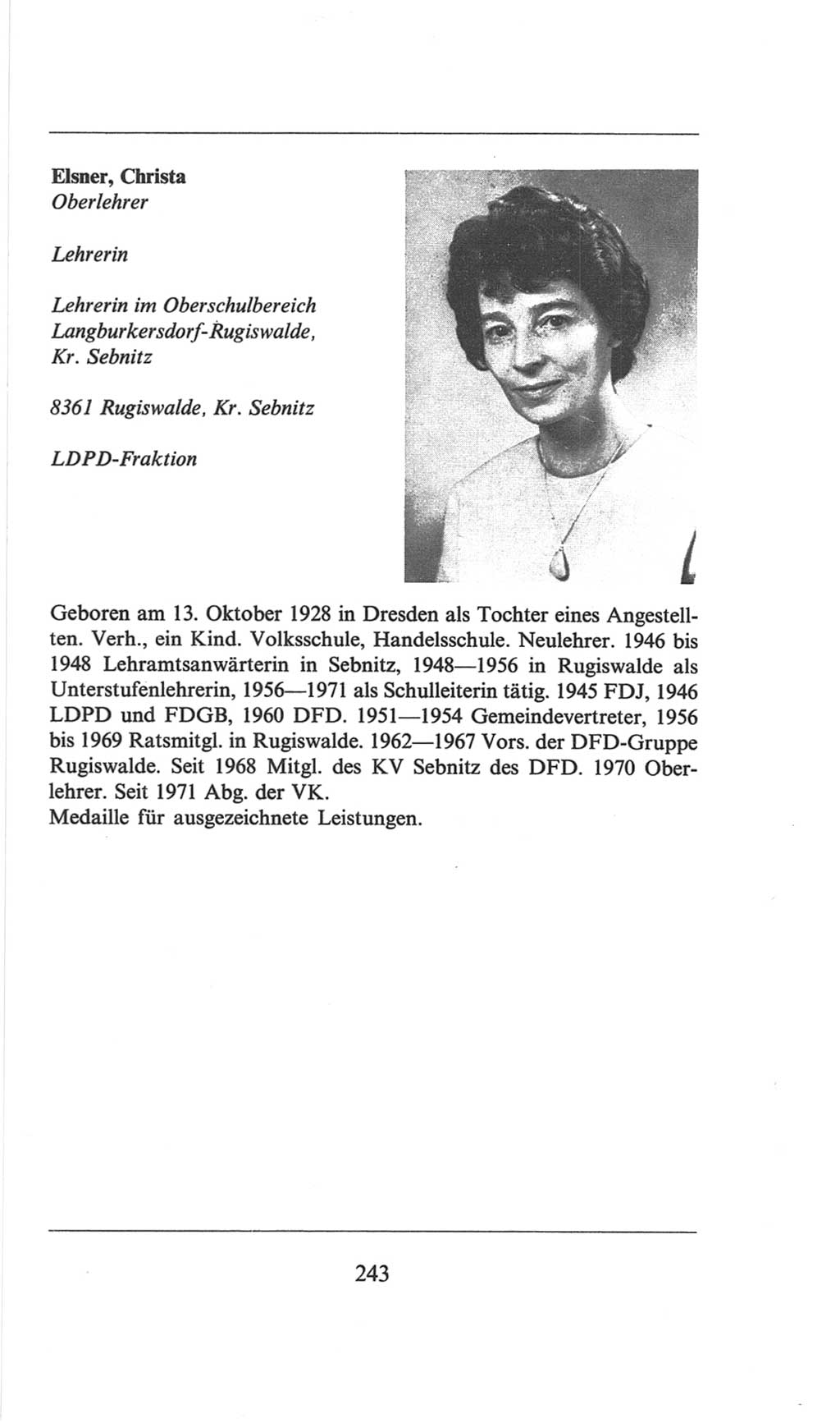 Volkskammer (VK) der Deutschen Demokratischen Republik (DDR), 6. Wahlperiode 1971-1976, Seite 243 (VK. DDR 6. WP. 1971-1976, S. 243)