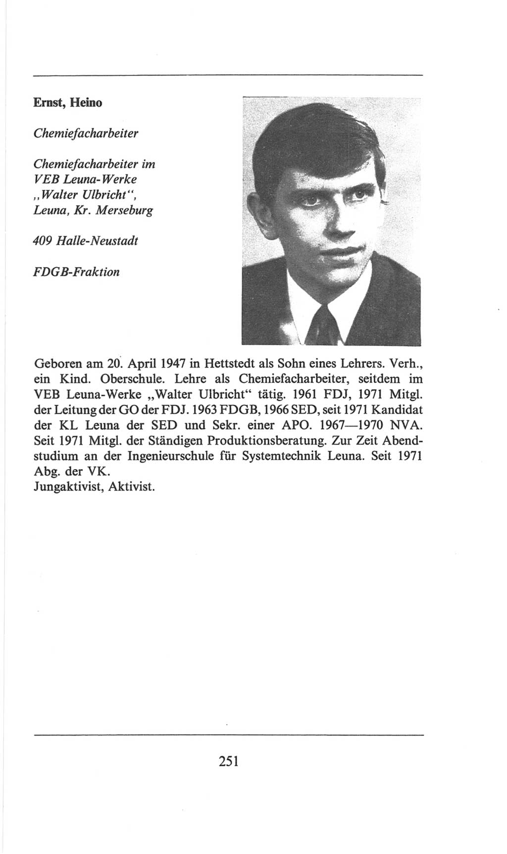 Volkskammer (VK) der Deutschen Demokratischen Republik (DDR), 6. Wahlperiode 1971-1976, Seite 251 (VK. DDR 6. WP. 1971-1976, S. 251)