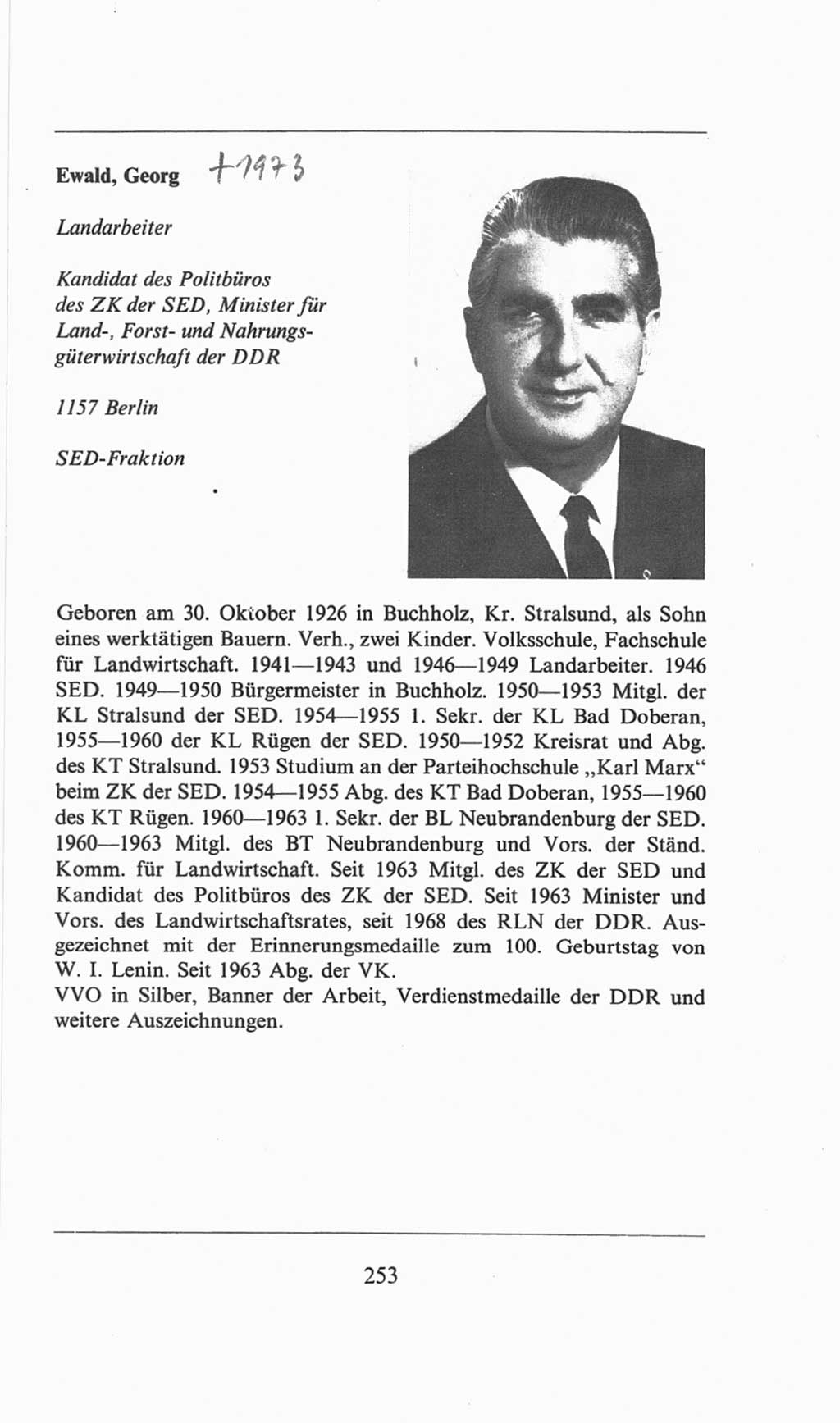 Volkskammer (VK) der Deutschen Demokratischen Republik (DDR), 6. Wahlperiode 1971-1976, Seite 253 (VK. DDR 6. WP. 1971-1976, S. 253)