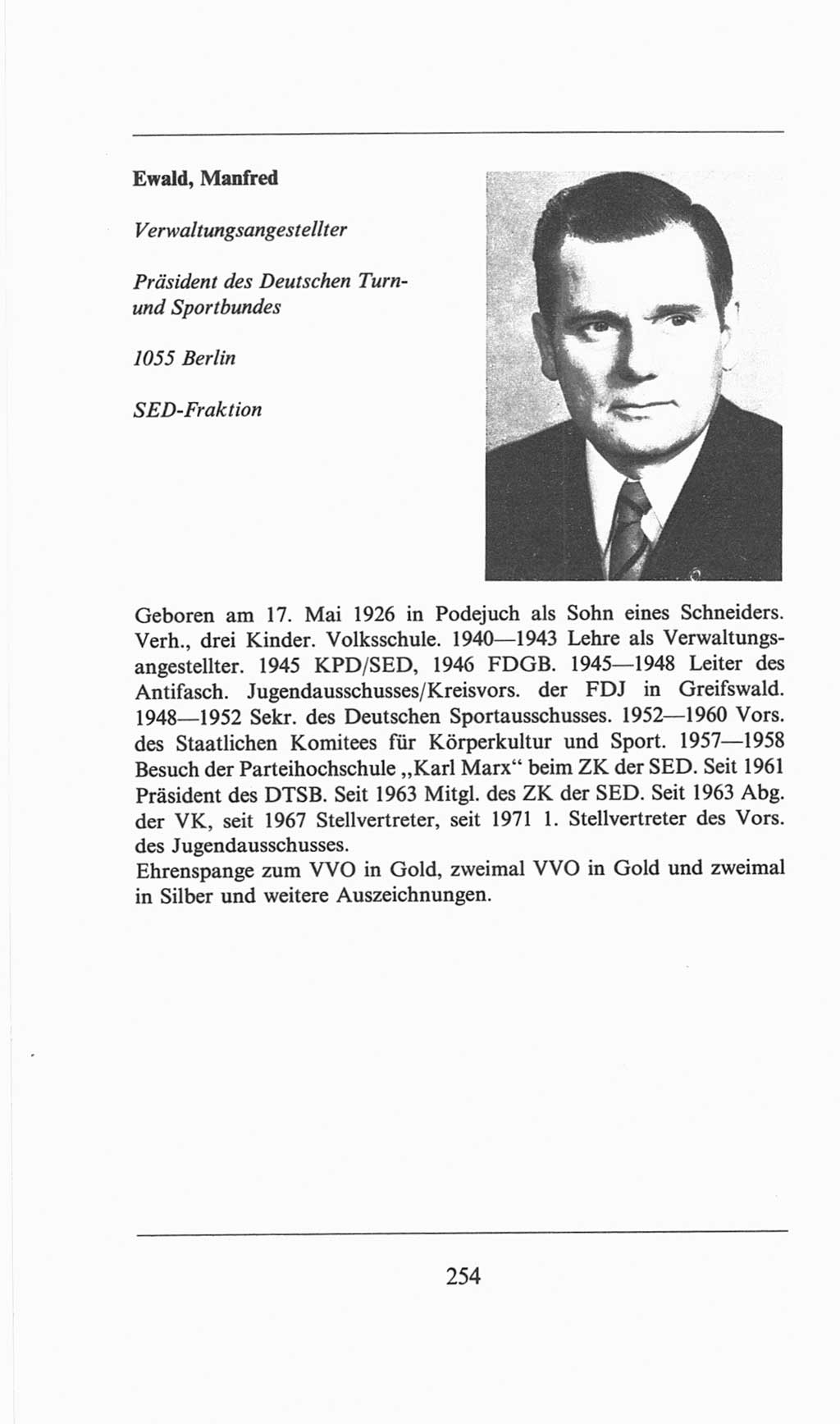 Volkskammer (VK) der Deutschen Demokratischen Republik (DDR), 6. Wahlperiode 1971-1976, Seite 254 (VK. DDR 6. WP. 1971-1976, S. 254)