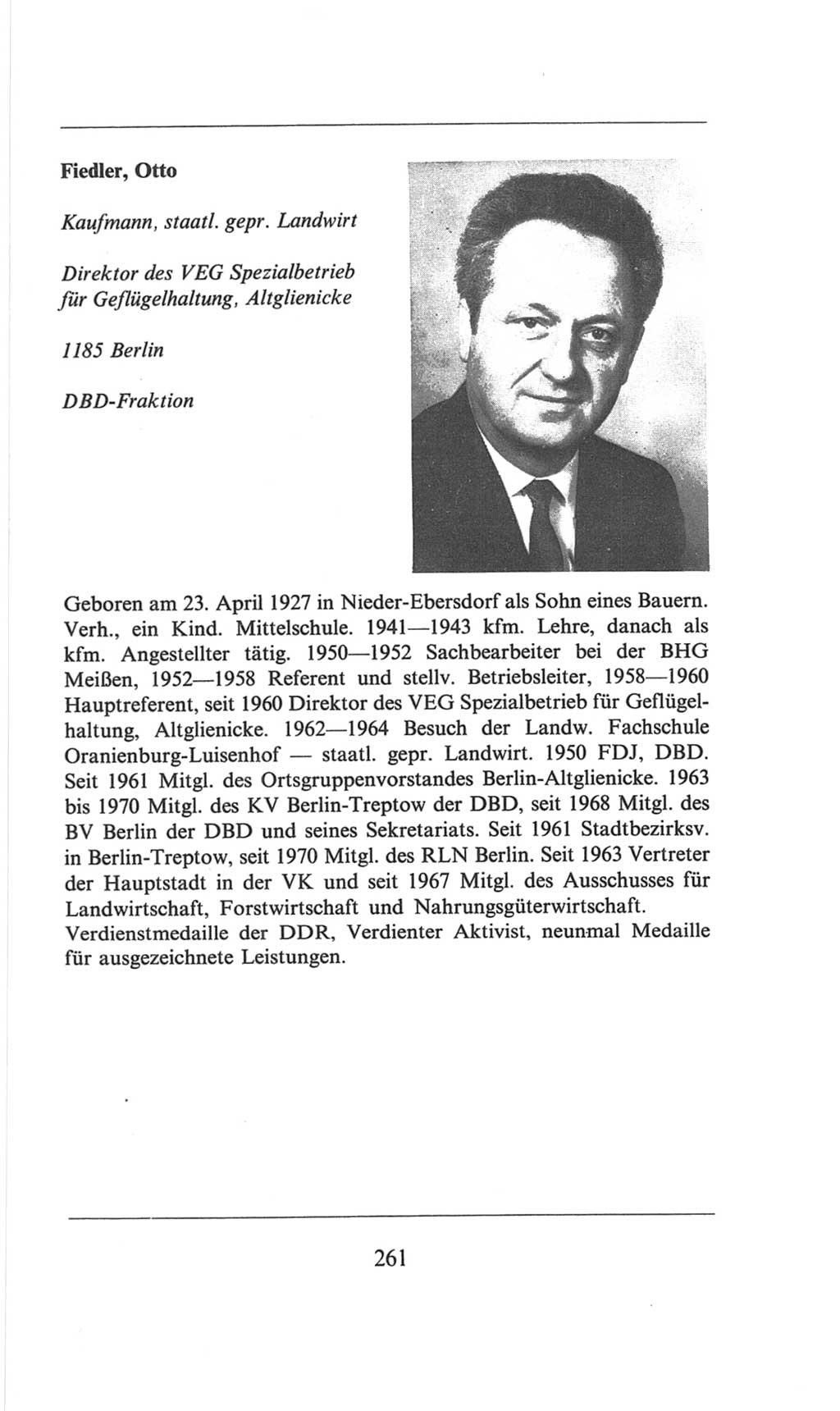 Volkskammer (VK) der Deutschen Demokratischen Republik (DDR), 6. Wahlperiode 1971-1976, Seite 261 (VK. DDR 6. WP. 1971-1976, S. 261)