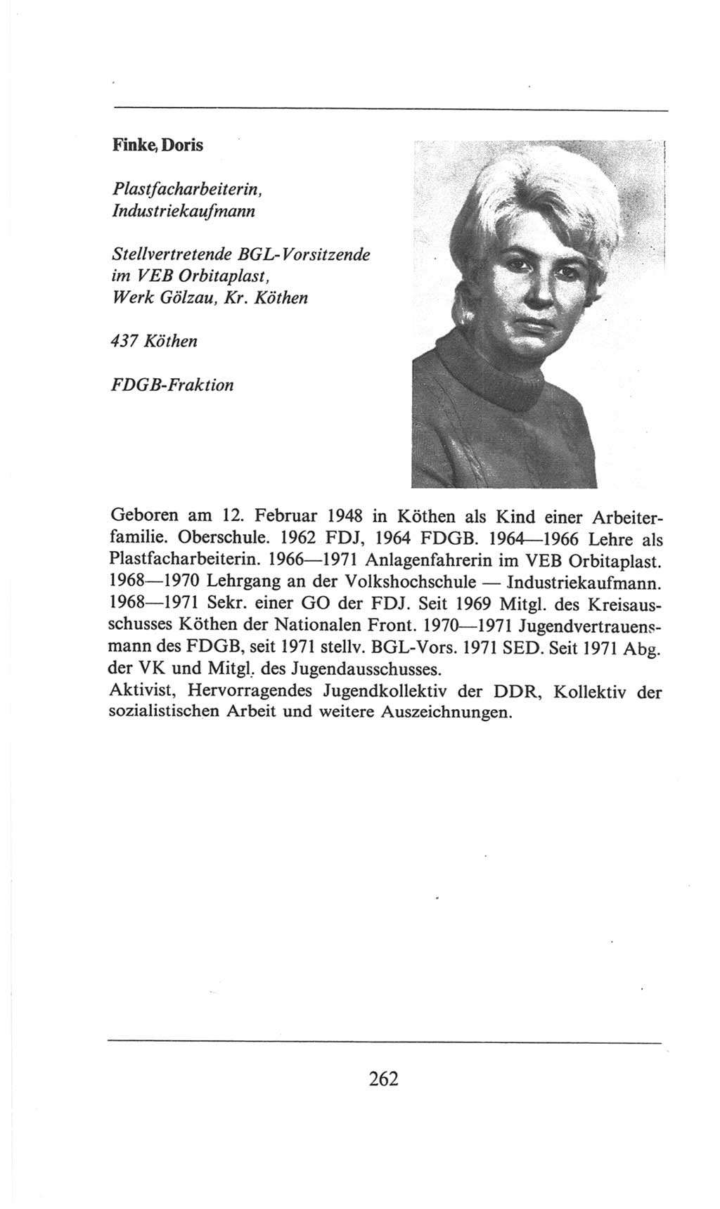 Volkskammer (VK) der Deutschen Demokratischen Republik (DDR), 6. Wahlperiode 1971-1976, Seite 262 (VK. DDR 6. WP. 1971-1976, S. 262)