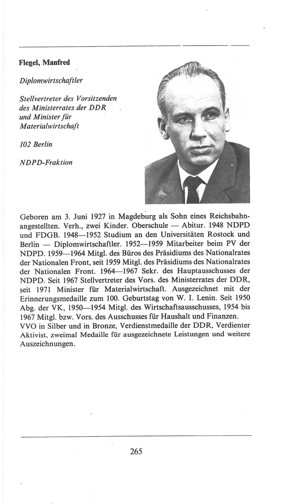 Volkskammer (VK) der Deutschen Demokratischen Republik (DDR), 6. Wahlperiode 1971-1976, Seite 265 (VK. DDR 6. WP. 1971-1976, S. 265)