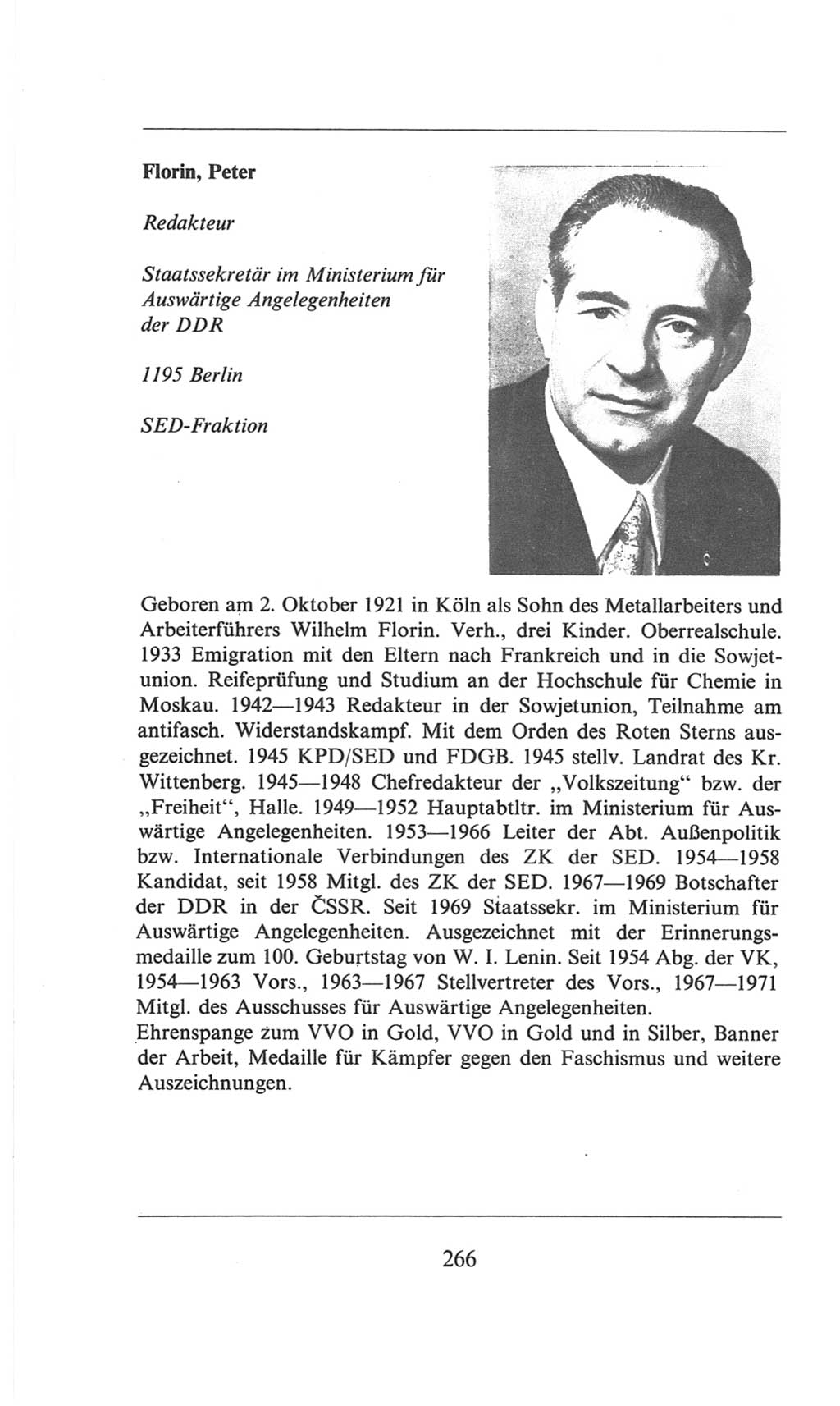 Volkskammer (VK) der Deutschen Demokratischen Republik (DDR), 6. Wahlperiode 1971-1976, Seite 266 (VK. DDR 6. WP. 1971-1976, S. 266)