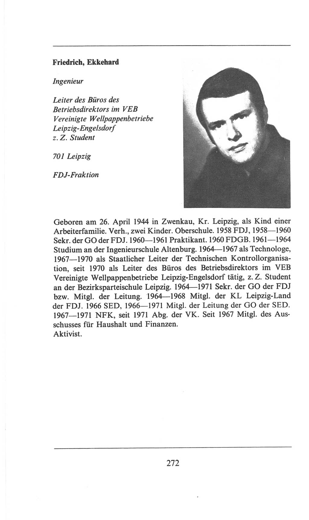 Volkskammer (VK) der Deutschen Demokratischen Republik (DDR), 6. Wahlperiode 1971-1976, Seite 272 (VK. DDR 6. WP. 1971-1976, S. 272)