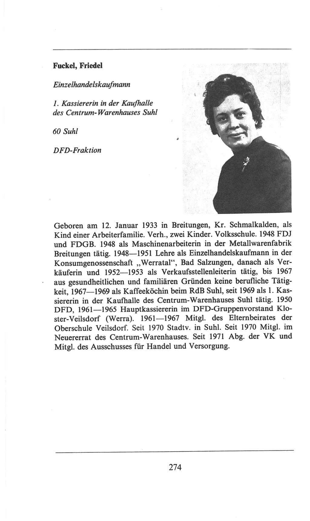 Volkskammer (VK) der Deutschen Demokratischen Republik (DDR), 6. Wahlperiode 1971-1976, Seite 274 (VK. DDR 6. WP. 1971-1976, S. 274)