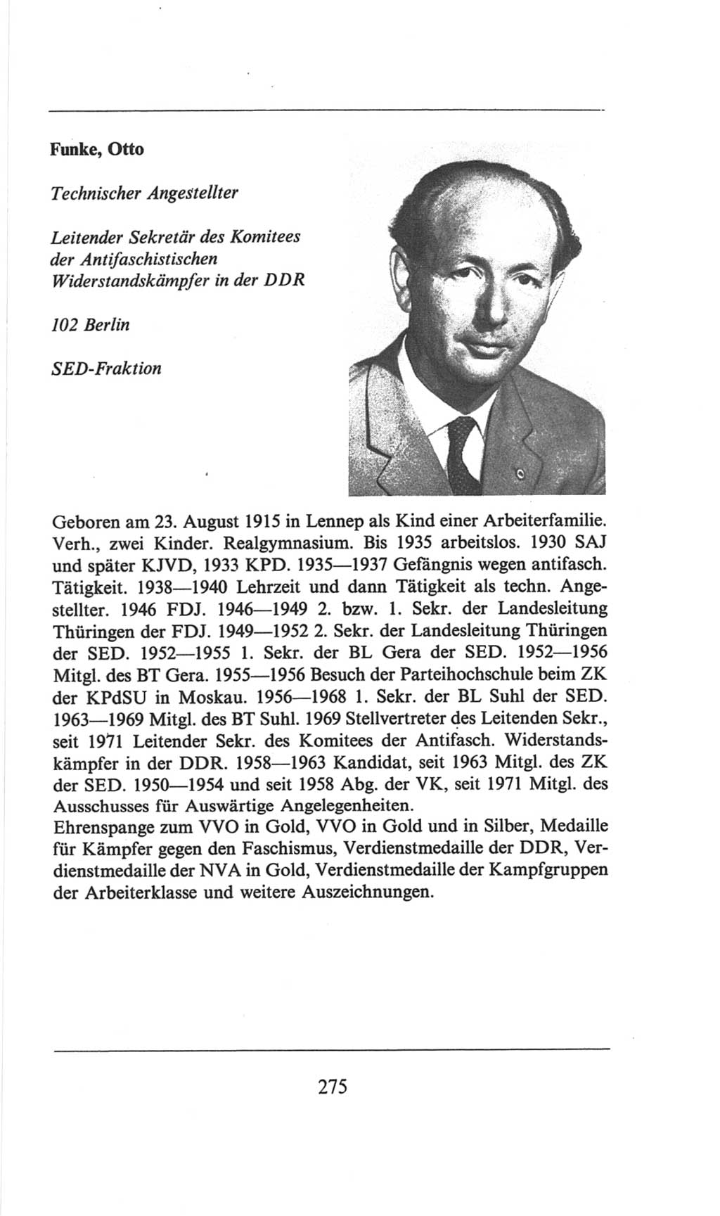 Volkskammer (VK) der Deutschen Demokratischen Republik (DDR), 6. Wahlperiode 1971-1976, Seite 275 (VK. DDR 6. WP. 1971-1976, S. 275)