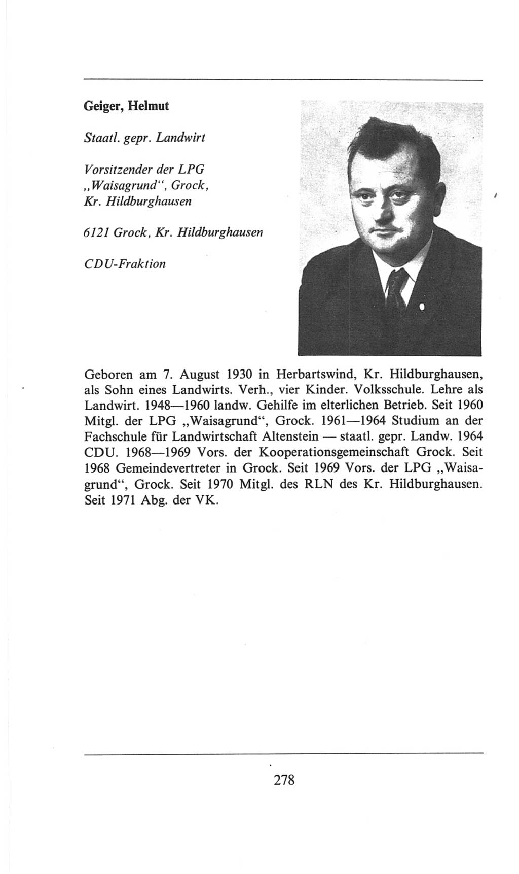 Volkskammer (VK) der Deutschen Demokratischen Republik (DDR), 6. Wahlperiode 1971-1976, Seite 278 (VK. DDR 6. WP. 1971-1976, S. 278)
