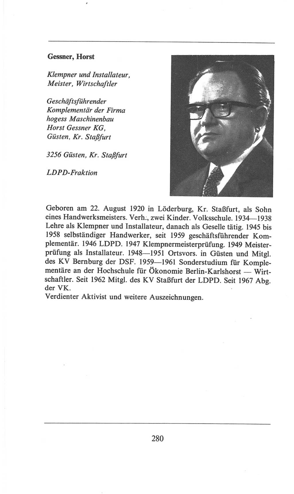 Volkskammer (VK) der Deutschen Demokratischen Republik (DDR), 6. Wahlperiode 1971-1976, Seite 280 (VK. DDR 6. WP. 1971-1976, S. 280)