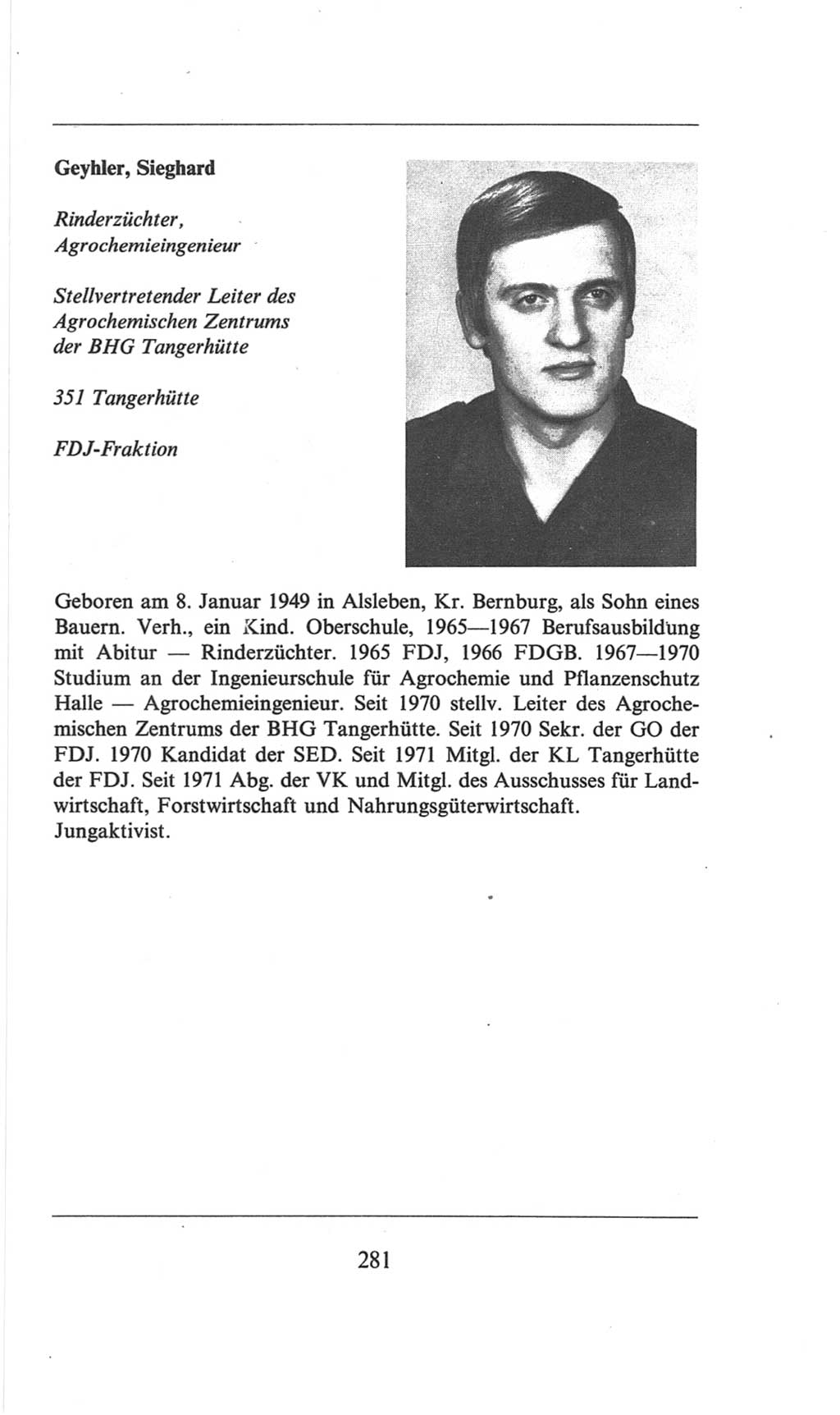 Volkskammer (VK) der Deutschen Demokratischen Republik (DDR), 6. Wahlperiode 1971-1976, Seite 281 (VK. DDR 6. WP. 1971-1976, S. 281)