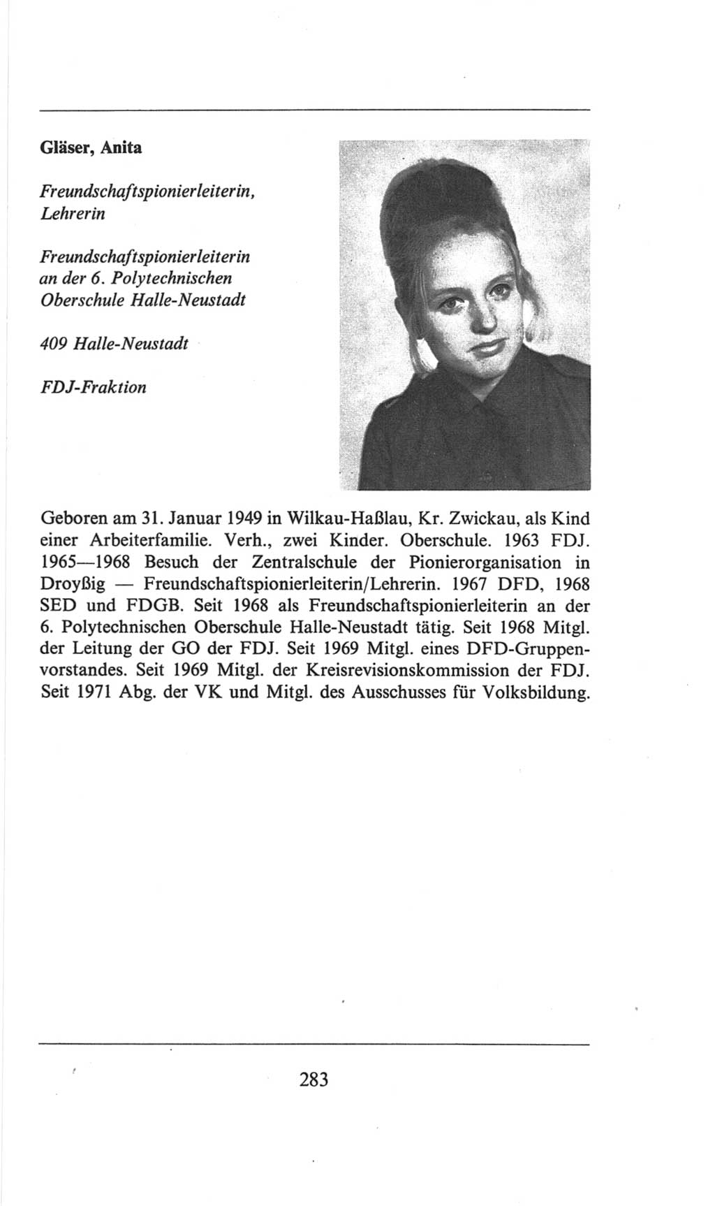 Volkskammer (VK) der Deutschen Demokratischen Republik (DDR), 6. Wahlperiode 1971-1976, Seite 283 (VK. DDR 6. WP. 1971-1976, S. 283)