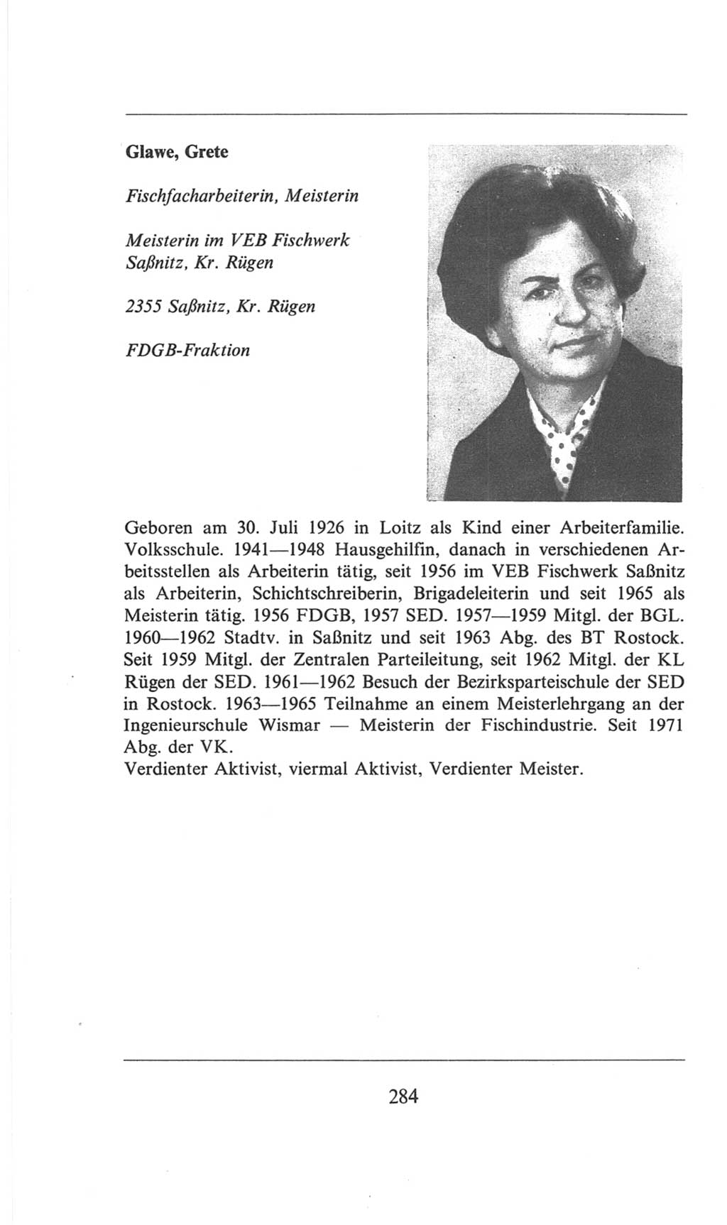 Volkskammer (VK) der Deutschen Demokratischen Republik (DDR), 6. Wahlperiode 1971-1976, Seite 284 (VK. DDR 6. WP. 1971-1976, S. 284)