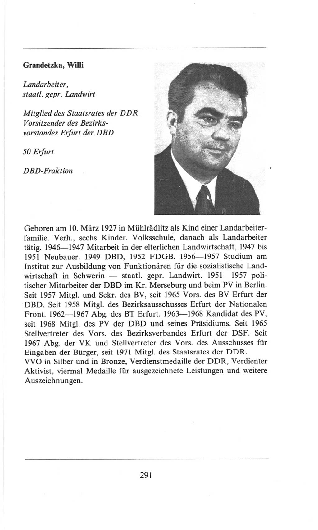 Volkskammer (VK) der Deutschen Demokratischen Republik (DDR), 6. Wahlperiode 1971-1976, Seite 291 (VK. DDR 6. WP. 1971-1976, S. 291)
