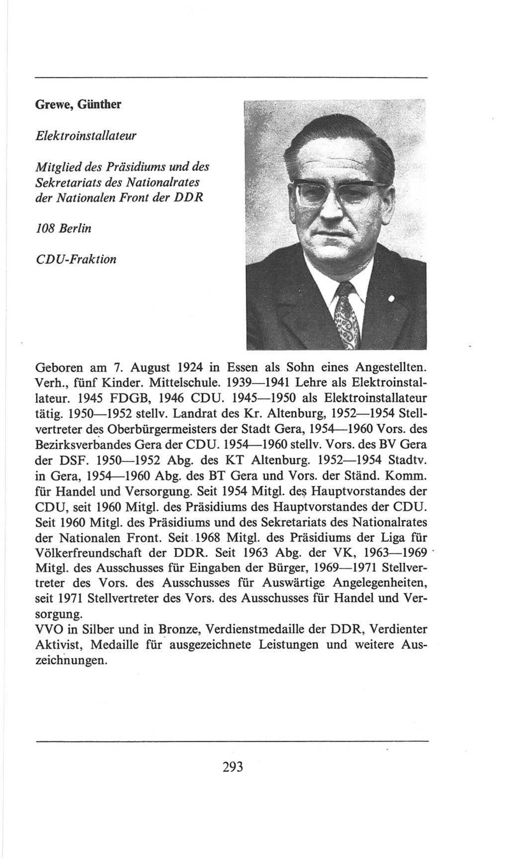 Volkskammer (VK) der Deutschen Demokratischen Republik (DDR), 6. Wahlperiode 1971-1976, Seite 293 (VK. DDR 6. WP. 1971-1976, S. 293)
