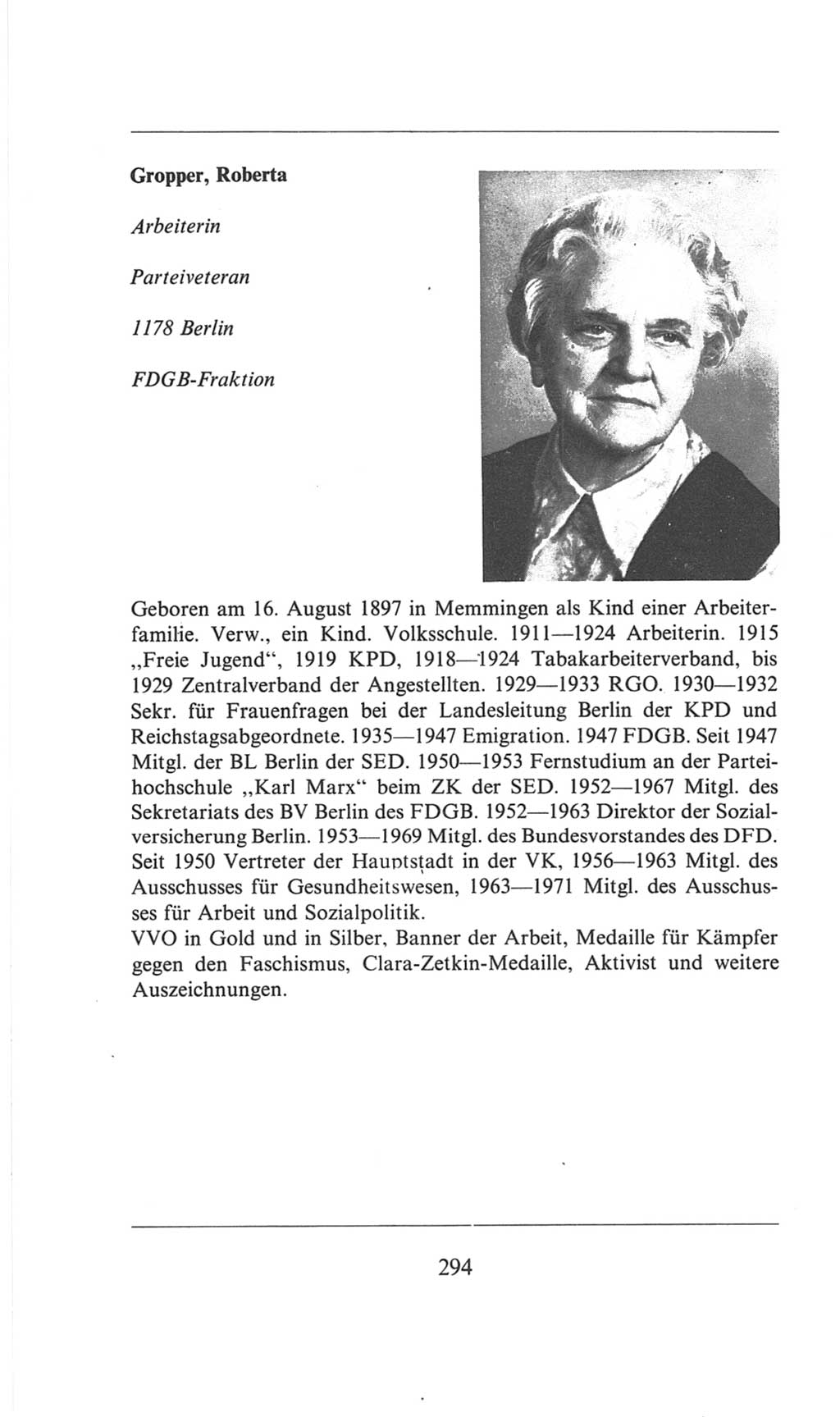 Volkskammer (VK) der Deutschen Demokratischen Republik (DDR), 6. Wahlperiode 1971-1976, Seite 294 (VK. DDR 6. WP. 1971-1976, S. 294)