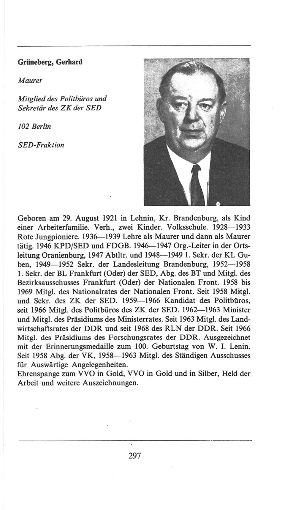 Volkskammer (VK) der Deutschen Demokratischen Republik (DDR), 6. Wahlperiode 1971-1976, Seite 297 (VK. DDR 6. WP. 1971-1976, S. 297)