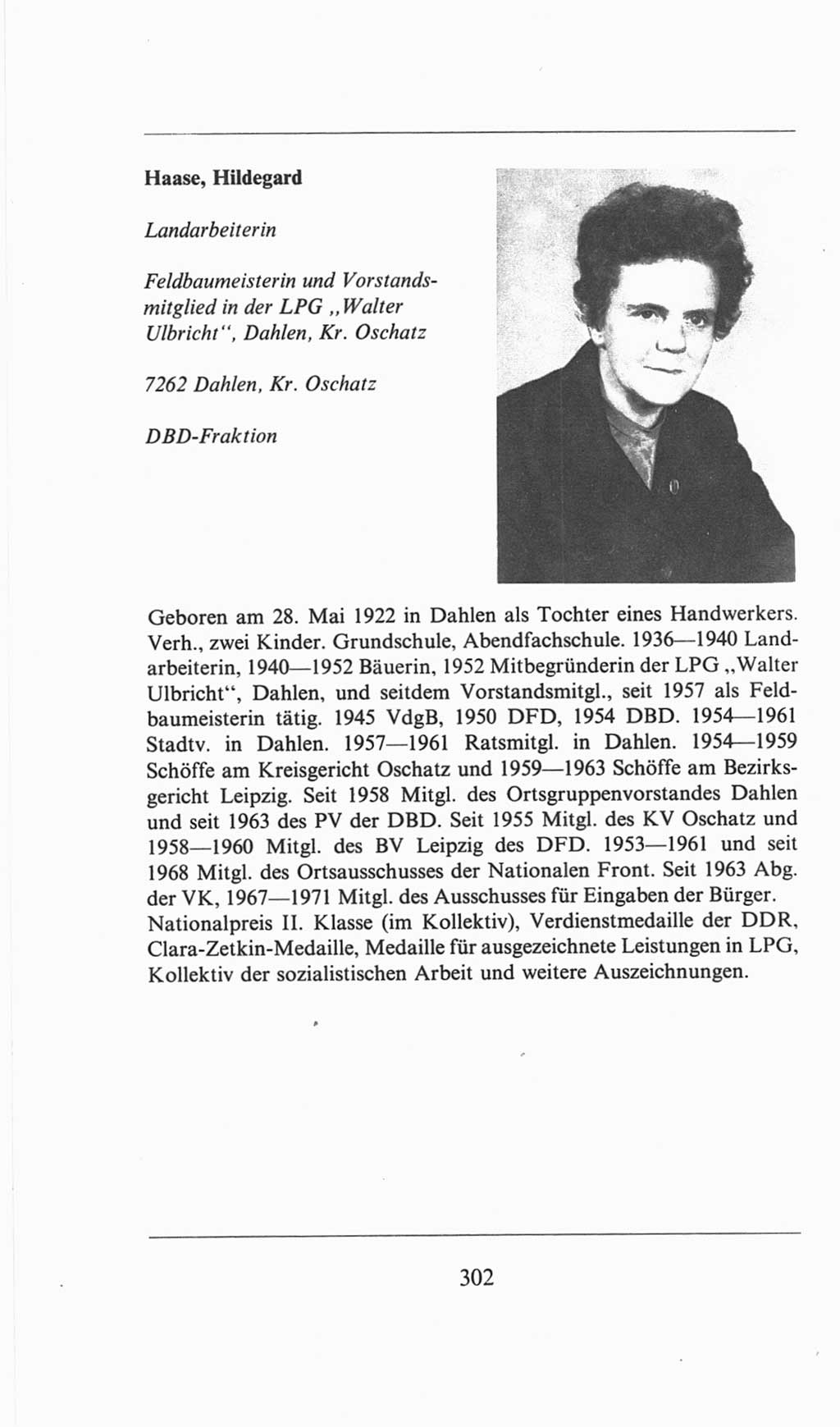 Volkskammer (VK) der Deutschen Demokratischen Republik (DDR), 6. Wahlperiode 1971-1976, Seite 302 (VK. DDR 6. WP. 1971-1976, S. 302)