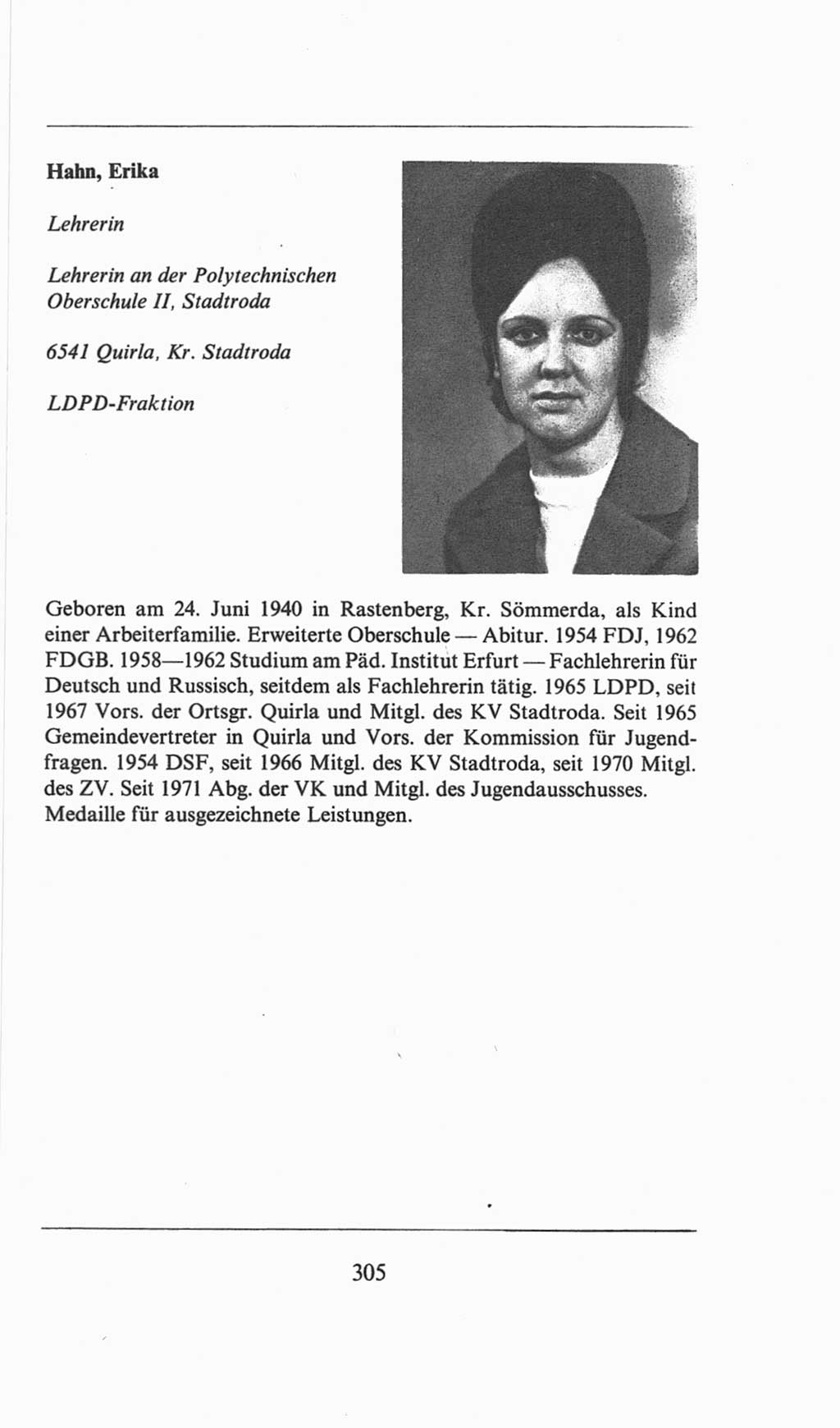 Volkskammer (VK) der Deutschen Demokratischen Republik (DDR), 6. Wahlperiode 1971-1976, Seite 305 (VK. DDR 6. WP. 1971-1976, S. 305)
