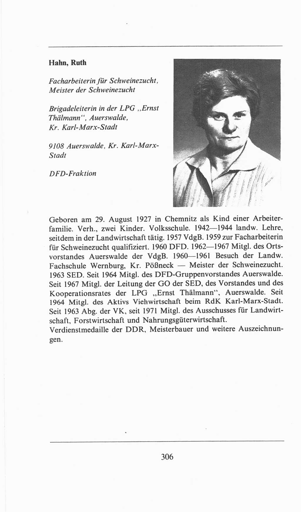 Volkskammer (VK) der Deutschen Demokratischen Republik (DDR), 6. Wahlperiode 1971-1976, Seite 306 (VK. DDR 6. WP. 1971-1976, S. 306)