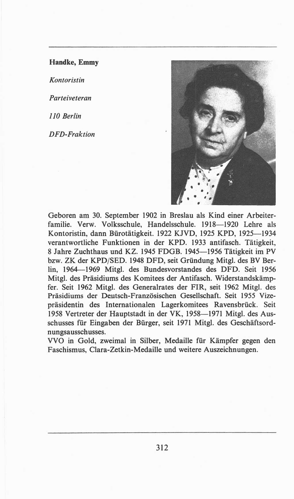 Volkskammer (VK) der Deutschen Demokratischen Republik (DDR), 6. Wahlperiode 1971-1976, Seite 312 (VK. DDR 6. WP. 1971-1976, S. 312)