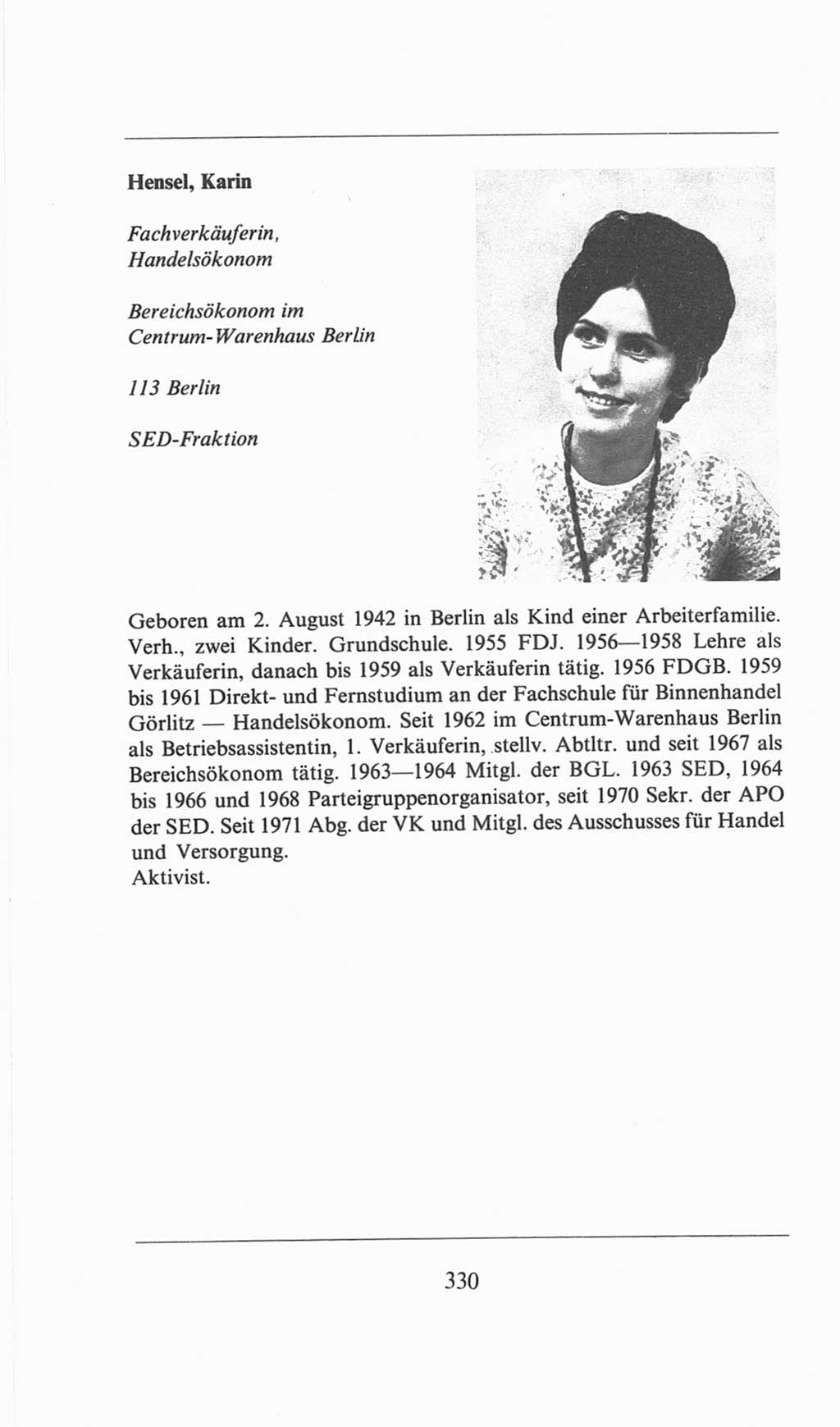 Volkskammer (VK) der Deutschen Demokratischen Republik (DDR), 6. Wahlperiode 1971-1976, Seite 330 (VK. DDR 6. WP. 1971-1976, S. 330)