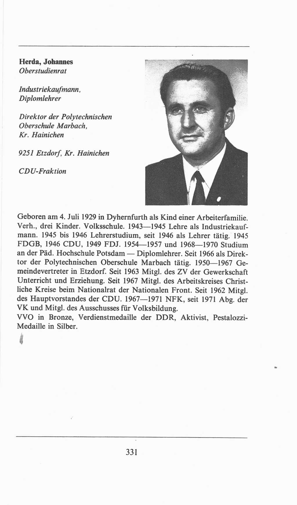 Volkskammer (VK) der Deutschen Demokratischen Republik (DDR), 6. Wahlperiode 1971-1976, Seite 331 (VK. DDR 6. WP. 1971-1976, S. 331)